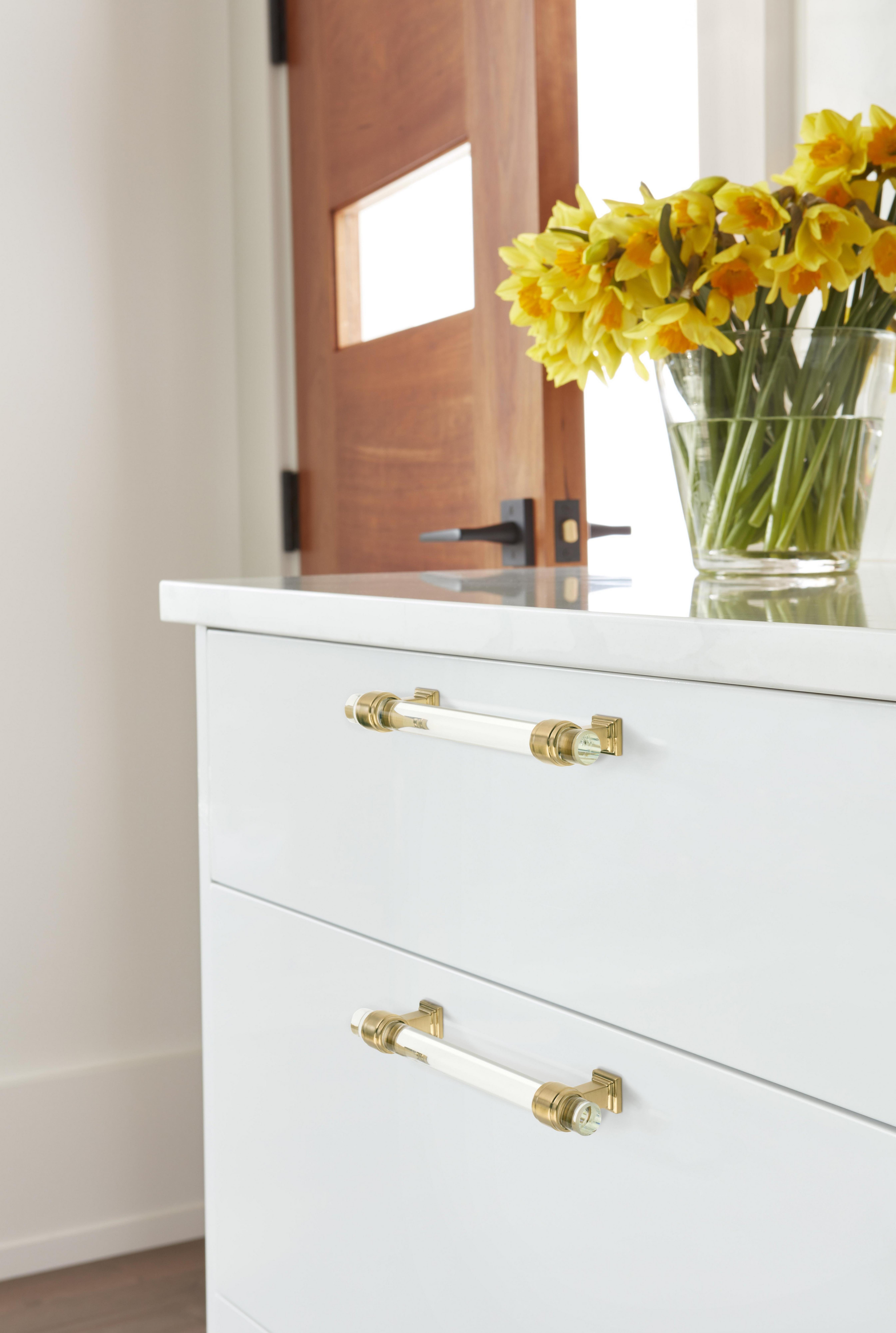 Glacio 5-1/16 in. Center-to-Center Clear and Champagne Bronze Cabinet Pull