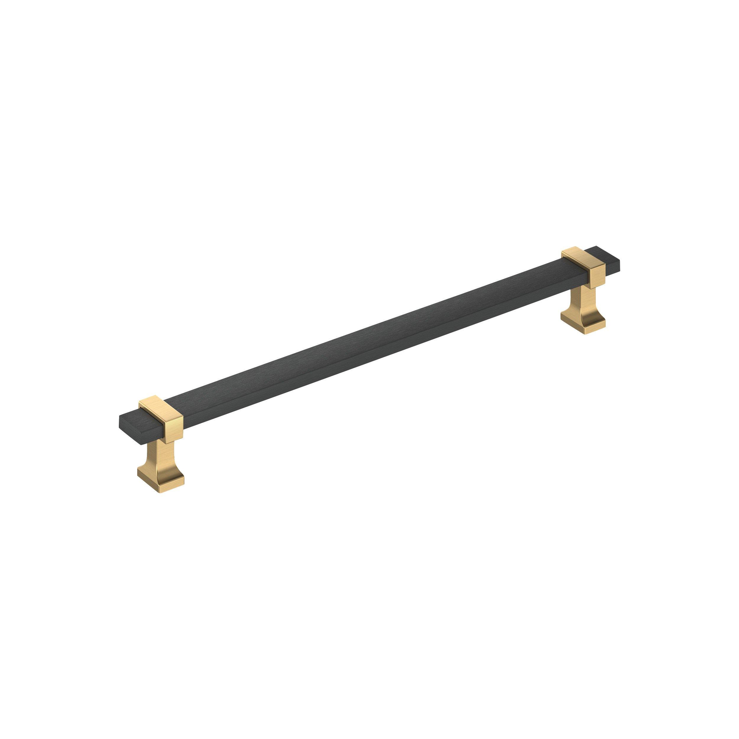 Overton 8-13/16 in. Center-to-Center Brushed Matte Black and Champagne Bronze Cabinet Pull