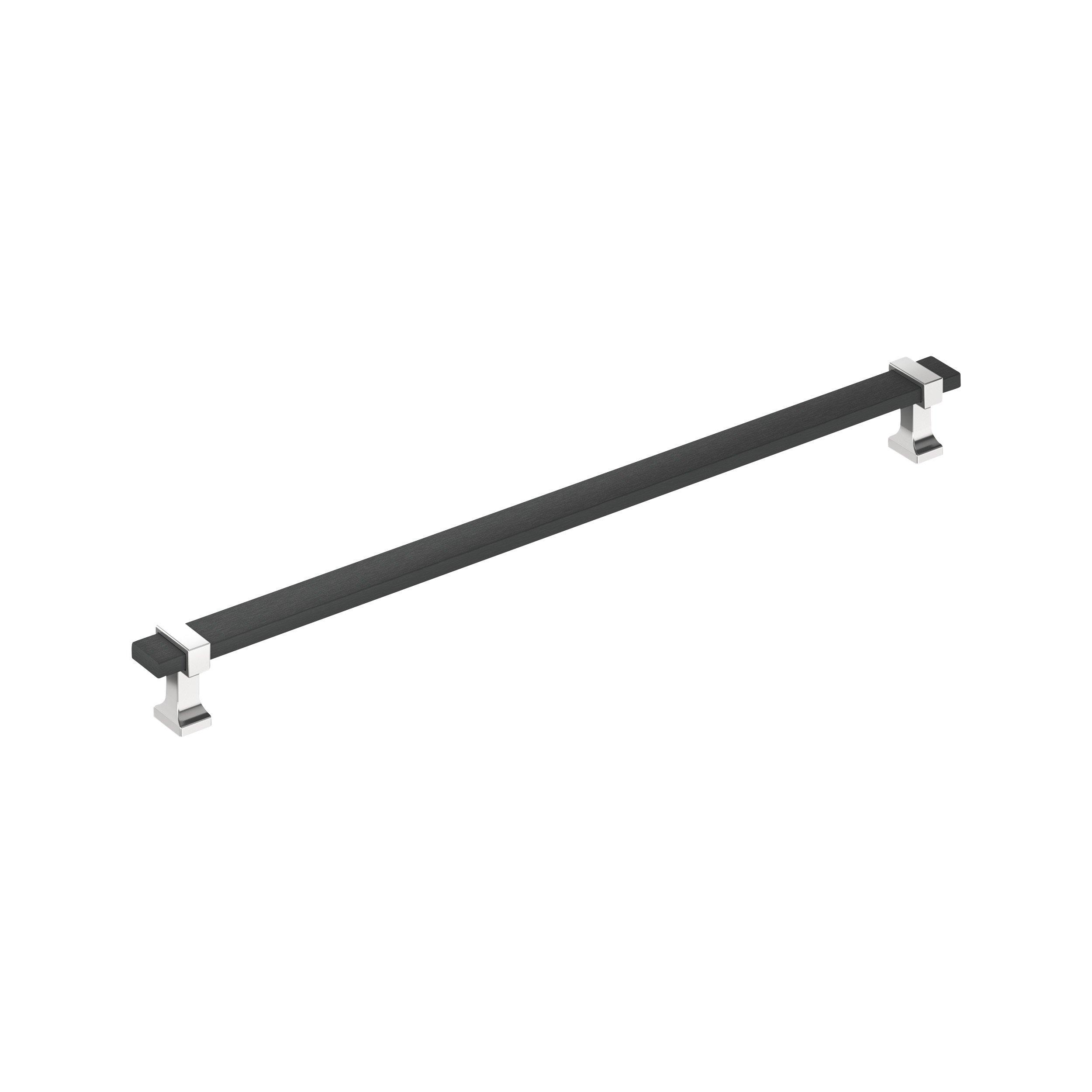 Overton 12-5/8 in. Center-to-Center Brushed Matte Black and Polished Chrome Cabinet Pull
