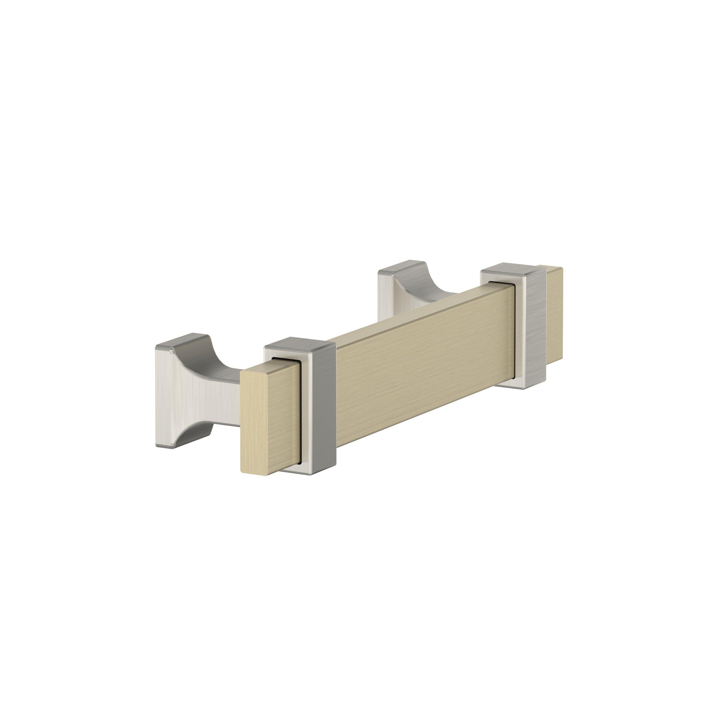 Overton 3 in. Center-to-Center Golden Champagne and Satin Nickel Cabinet Pull