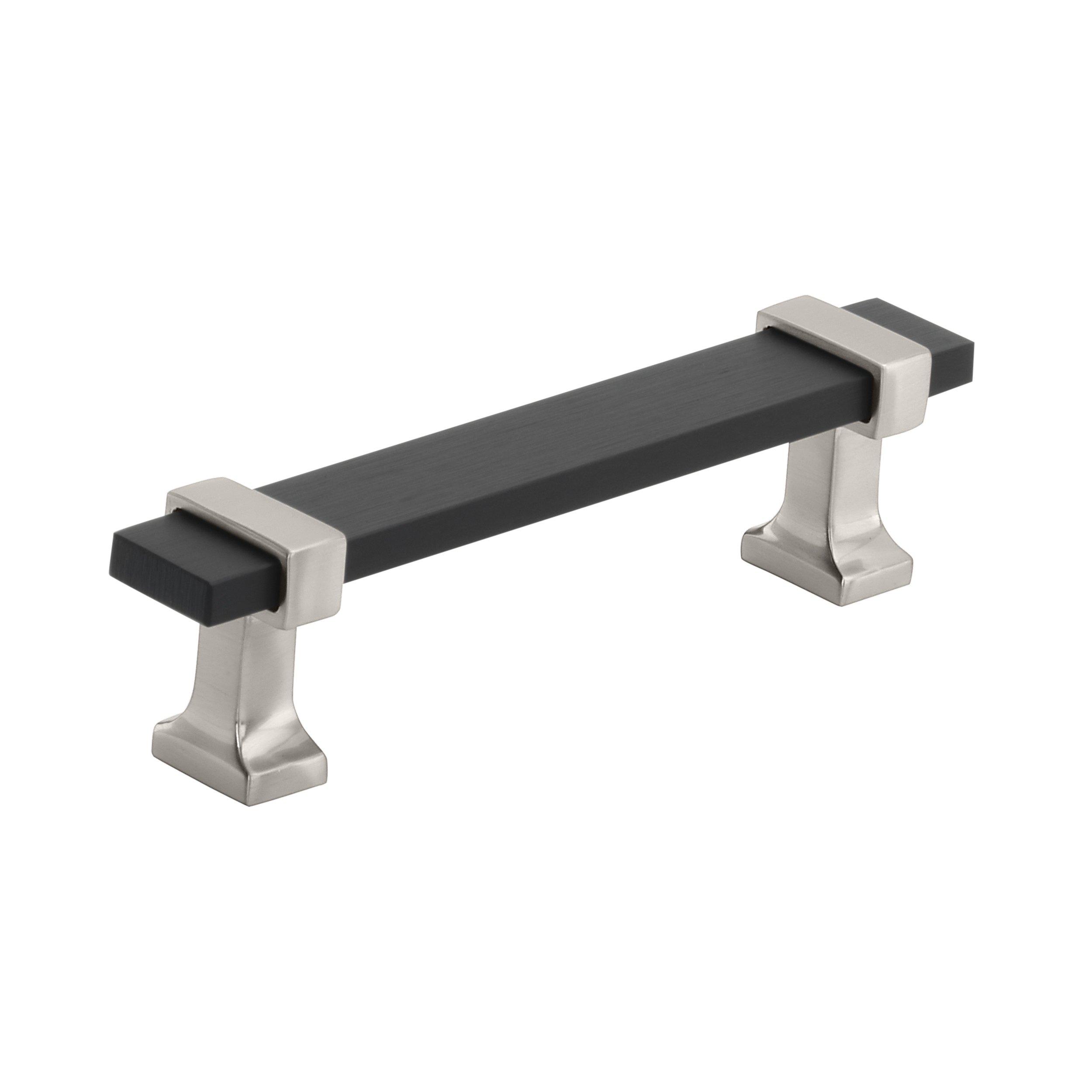 Overton 3-3/4 in. Center-to-Center Brushed Matte Black and Satin Nickel Cabinet Pull