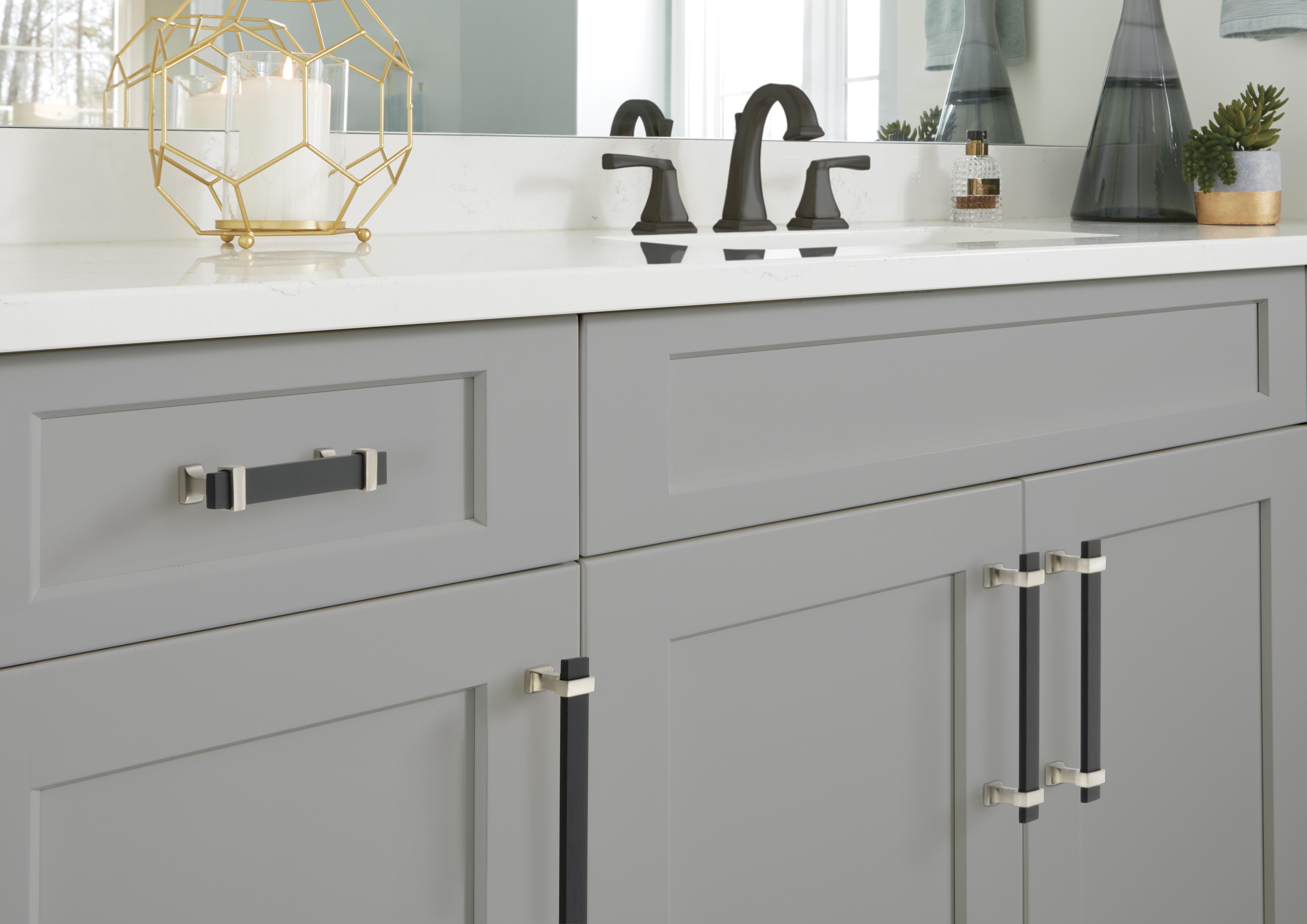 Overton 3-3/4 in. Center-to-Center Brushed Matte Black and Satin Nickel Cabinet Pull