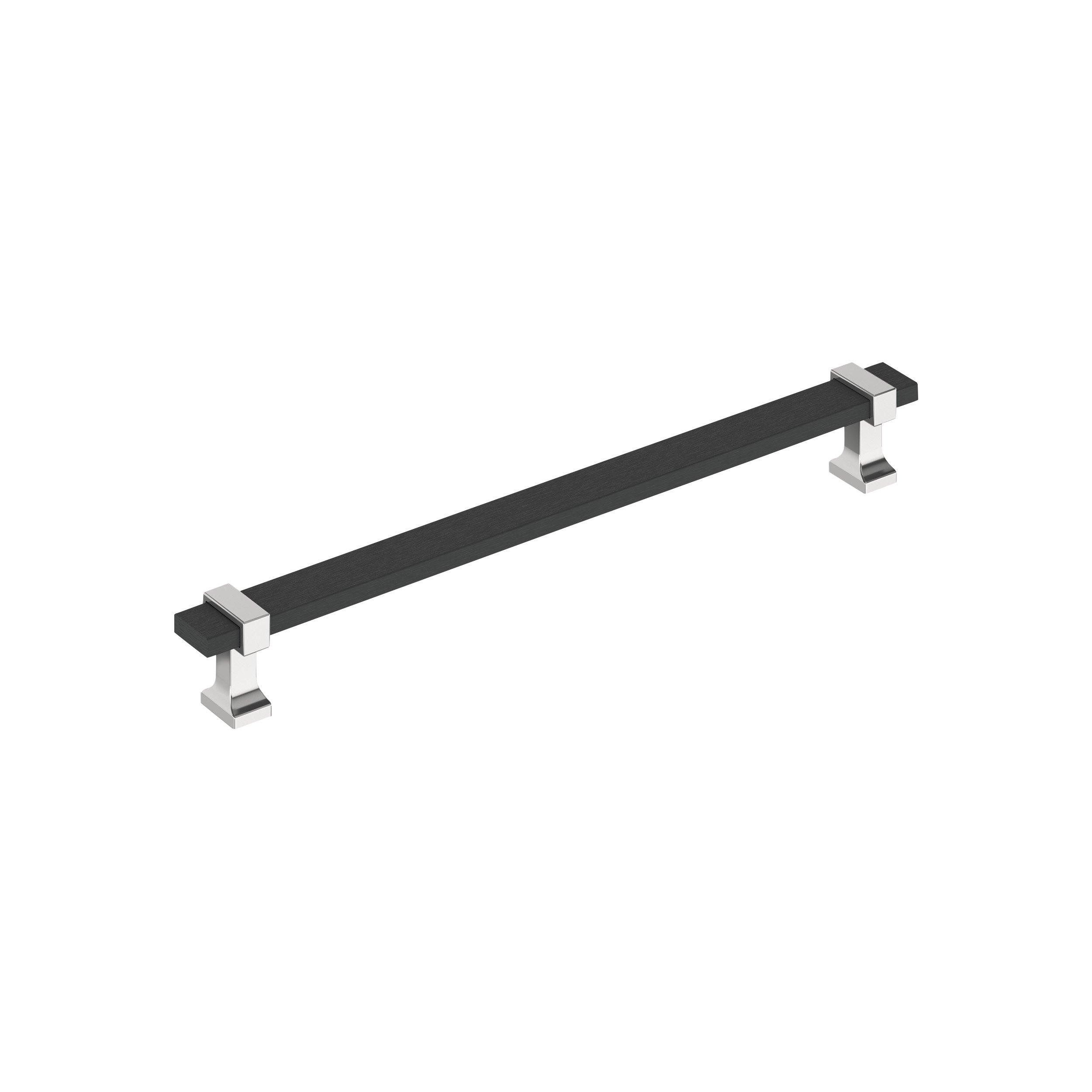 Overton 8-13/16 in. Center-to-Center Brushed Matte Black and Polished Chrome Cabinet Pull