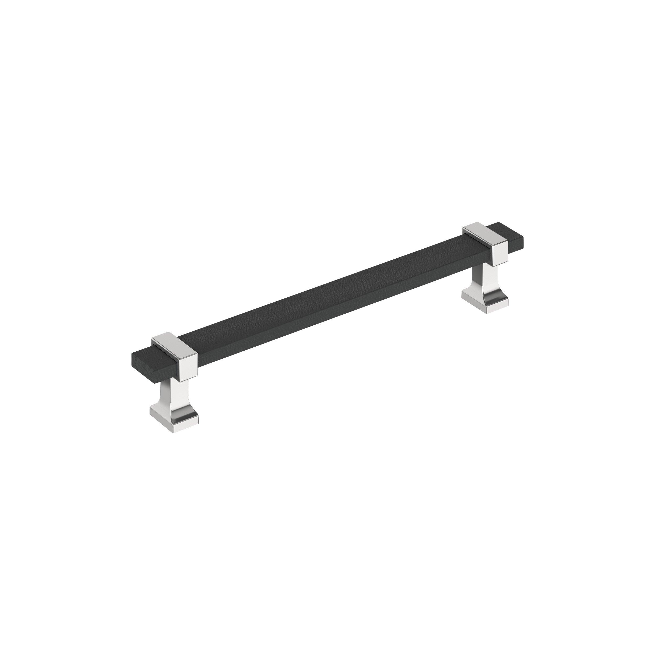 Overton 6-5/16 in. Center-to-Center Brushed Matte Black and Polished Chrome Cabinet Pull