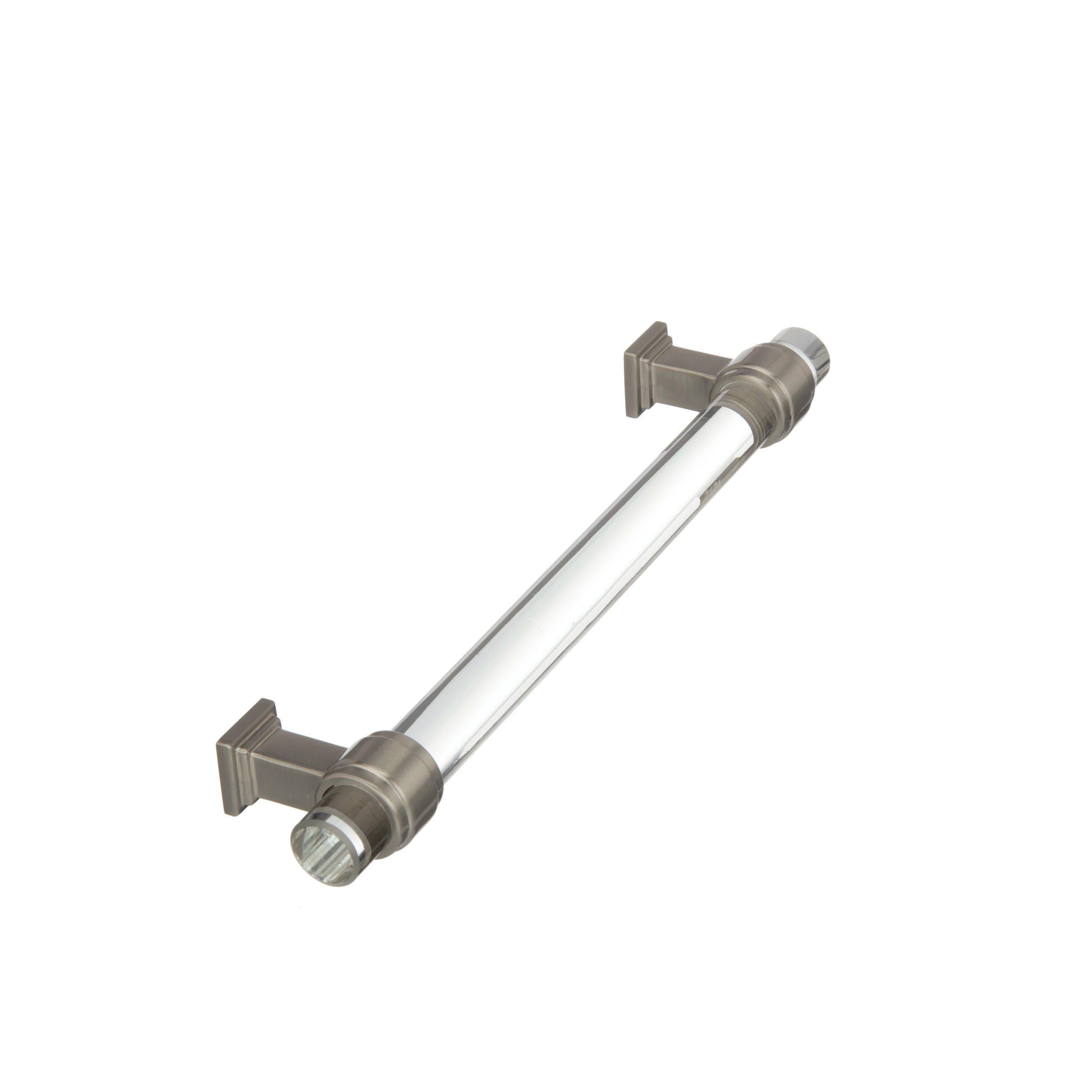 Glacio 6-5/16 in. Center-to-Center Clear and Satin Nickel Cabinet Pull