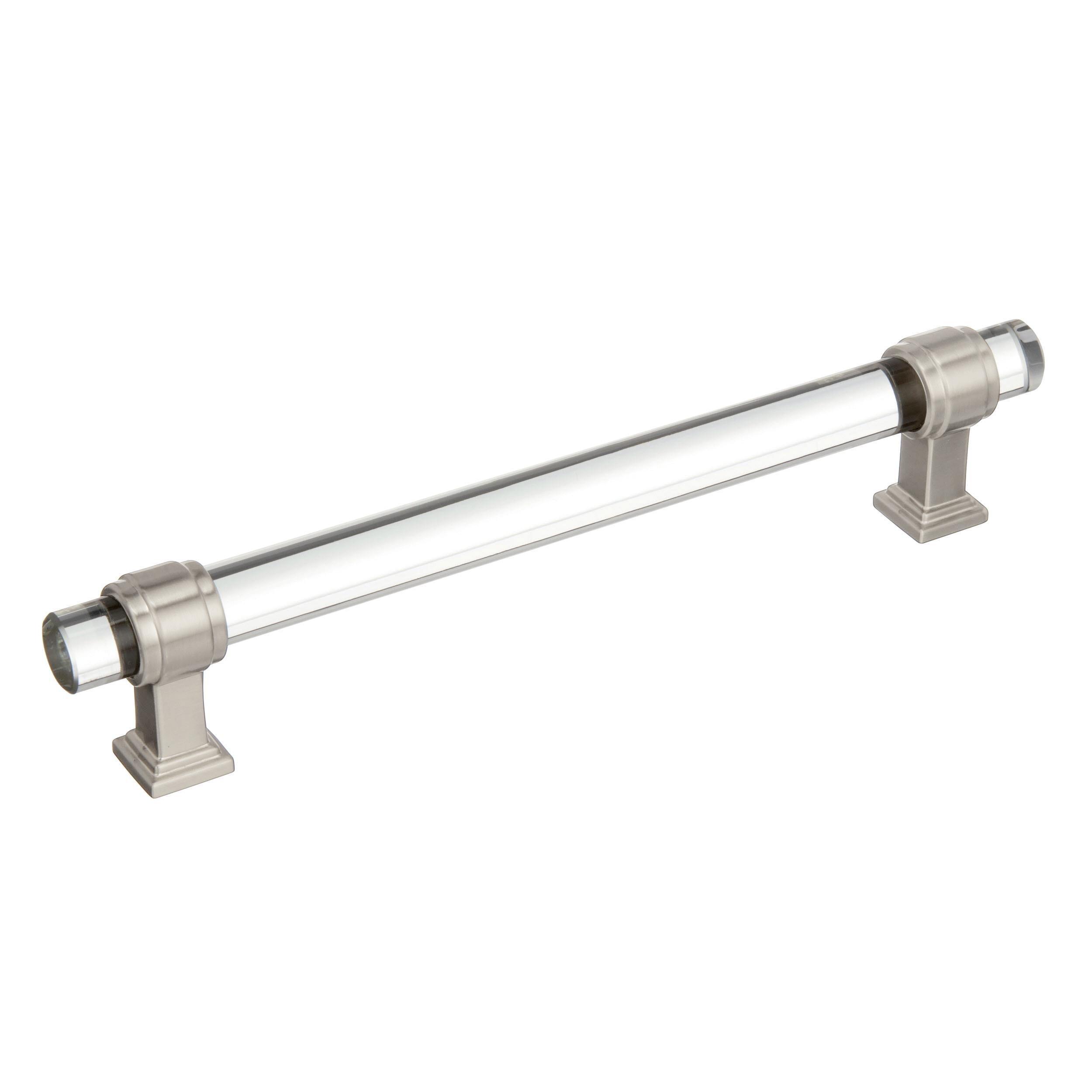 Glacio 6-5/16 in. Center-to-Center Clear and Satin Nickel Cabinet Pull