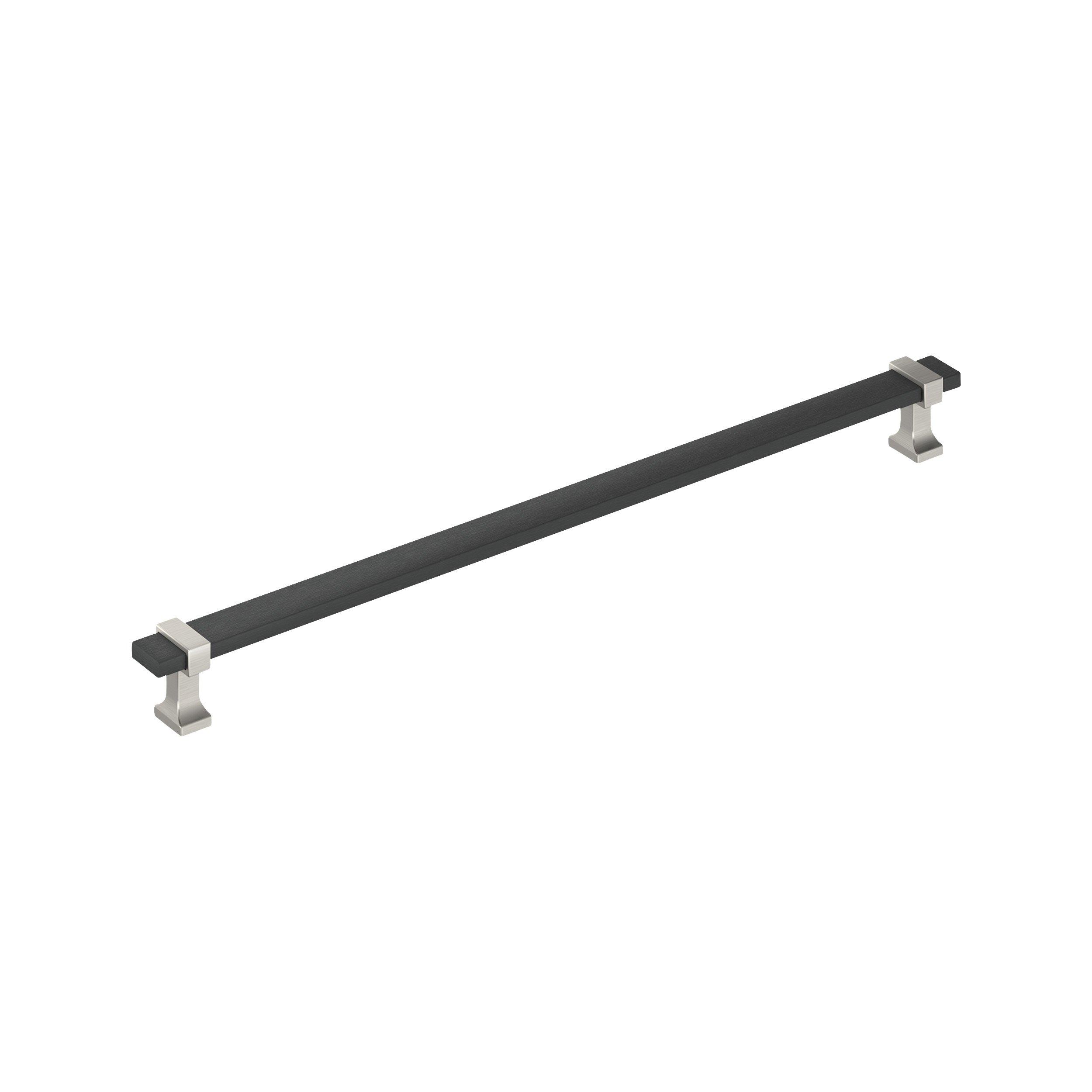 Overton 12-5/8 in. Center-to-Center Brushed Matte Black and Satin Nickel Cabinet Pull