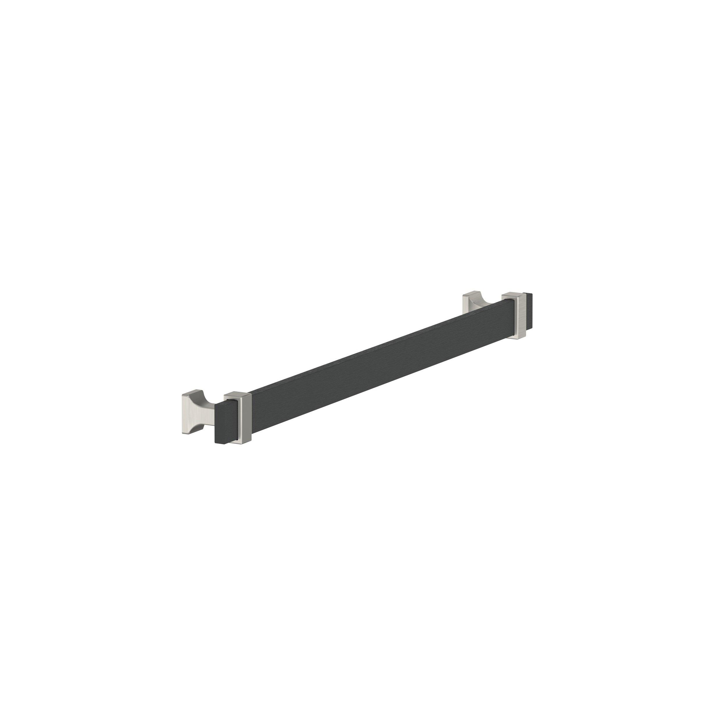 Overton 10-1/16 in. Center-to-Center Brushed Matte Black and Satin Nickel Cabinet Pull