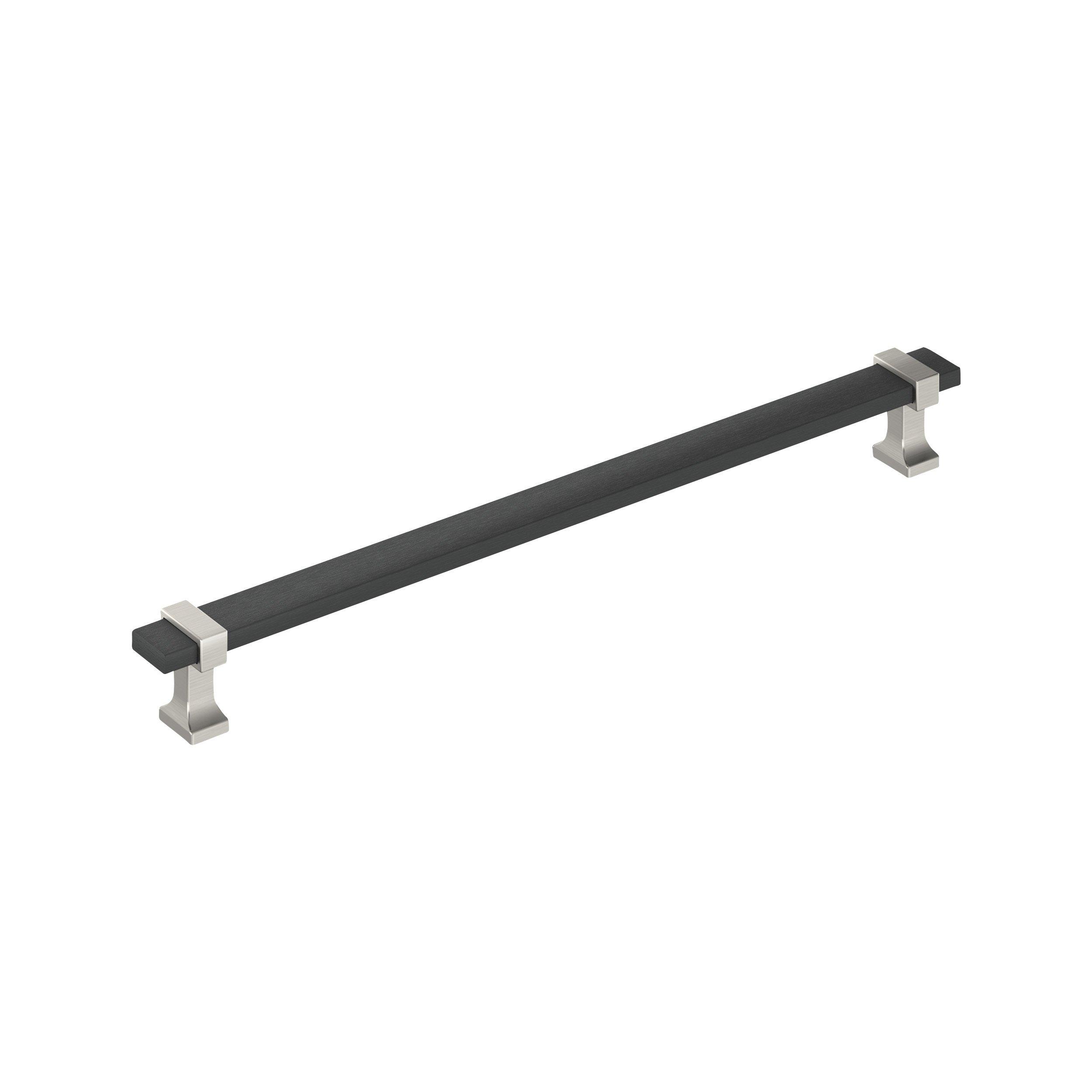 Overton 10-1/16 in. Center-to-Center Brushed Matte Black and Satin Nickel Cabinet Pull