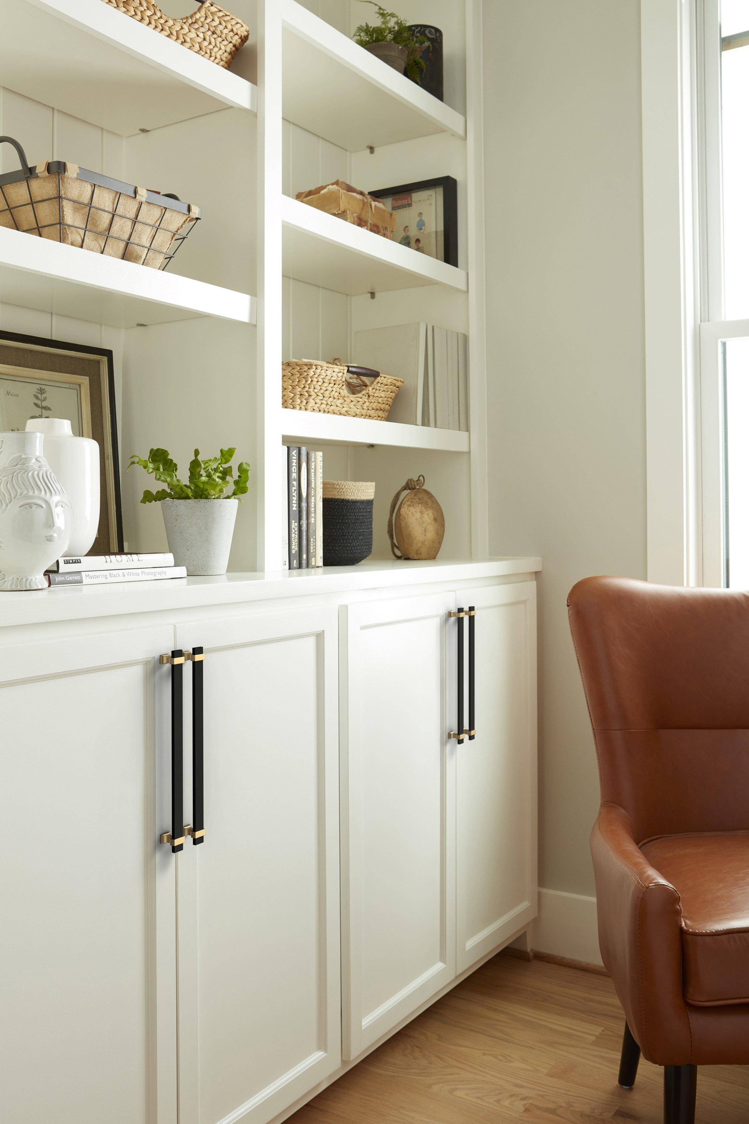 Overton 10-1/16 in. Center-to-Center Brushed Matte Black and Champagne Bronze Cabinet Pull