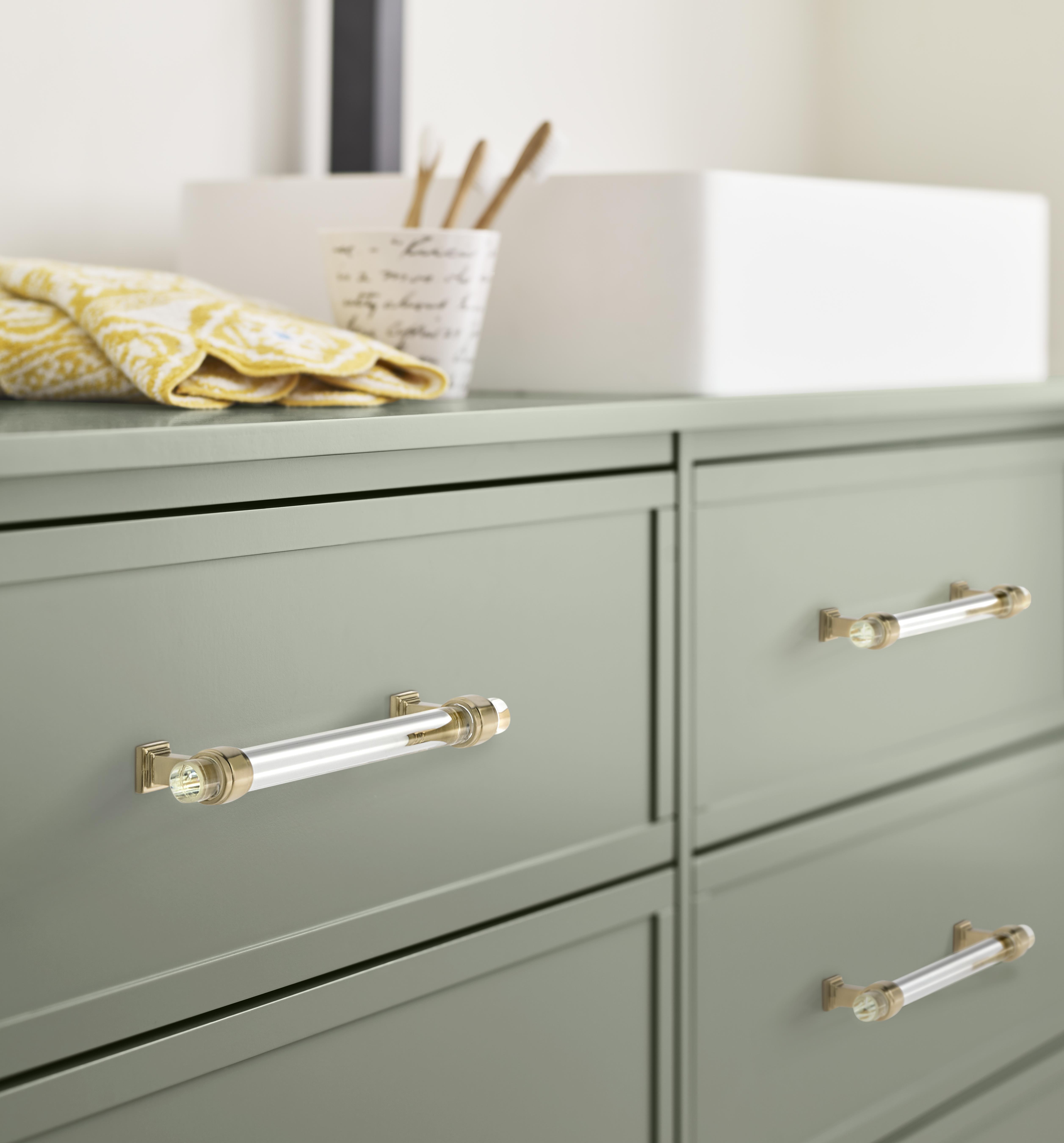 Glacio 6-5/16 in. Center-to-Center Clear and Champagne Bronze Cabinet Pull