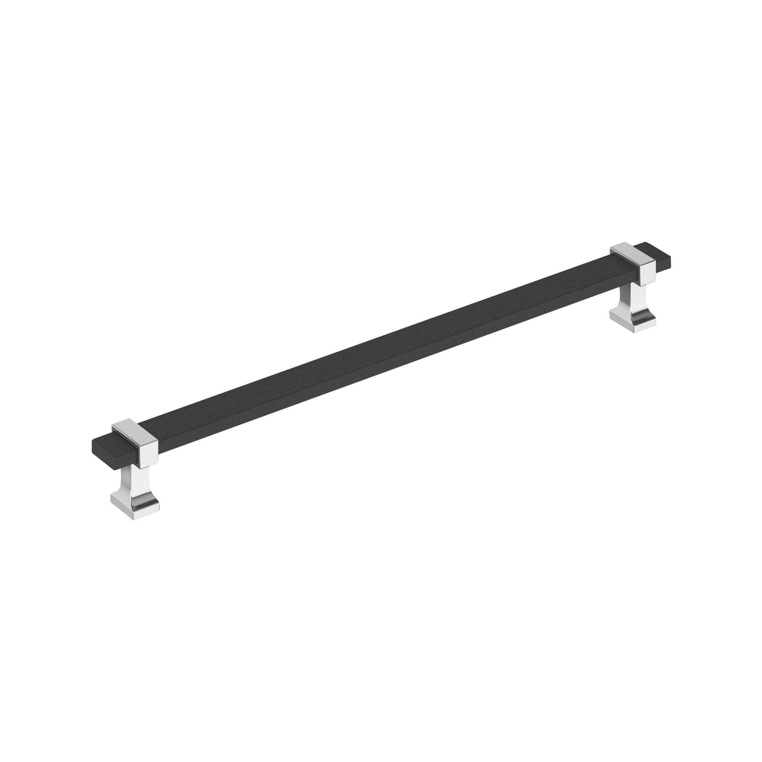 Overton 10-1/16 in. Center-to-Center Brushed Matte Black and Polished Chrome Cabinet Pull