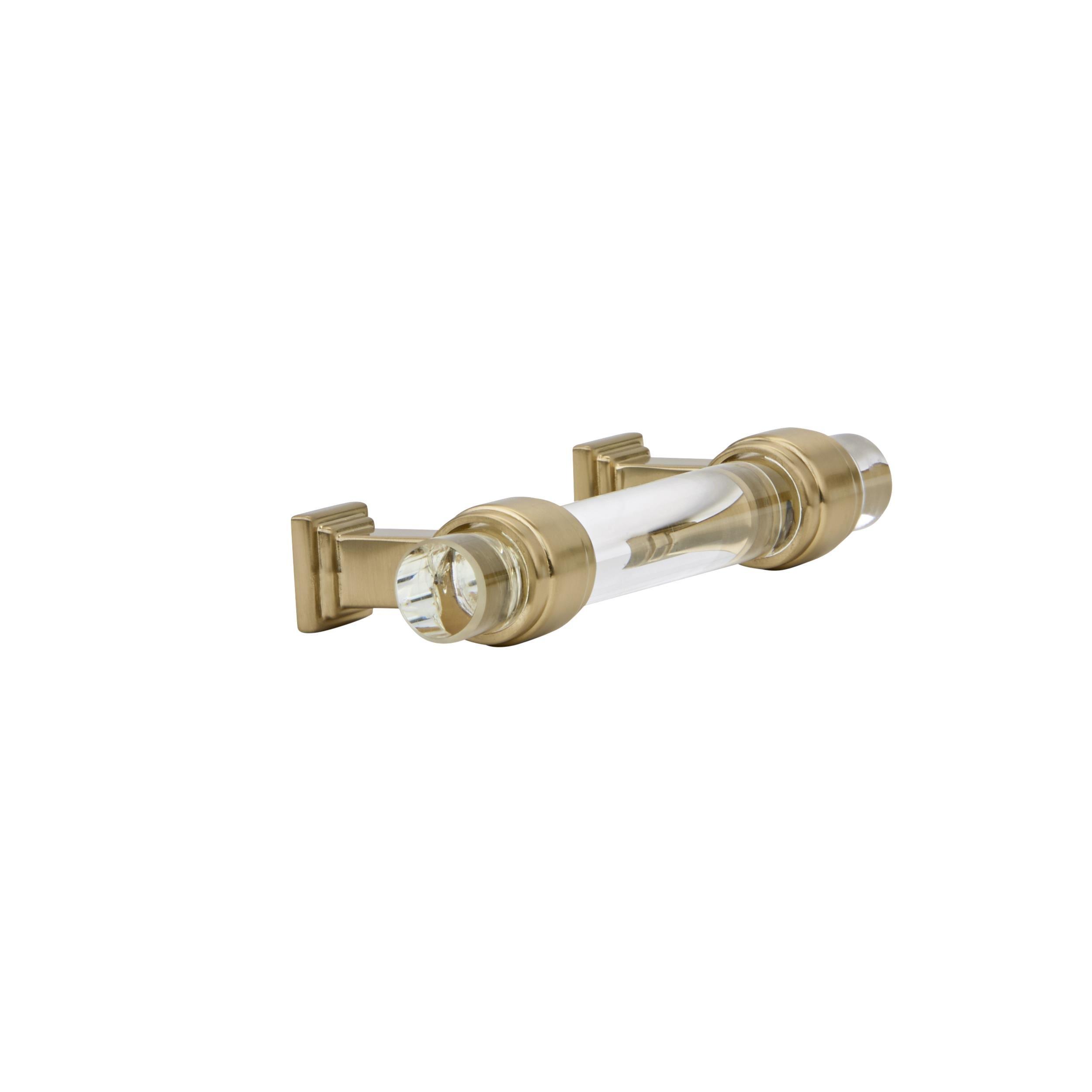 Glacio 3 in. Center-to-Center Clear and Champagne Bronze Cabinet Pull
