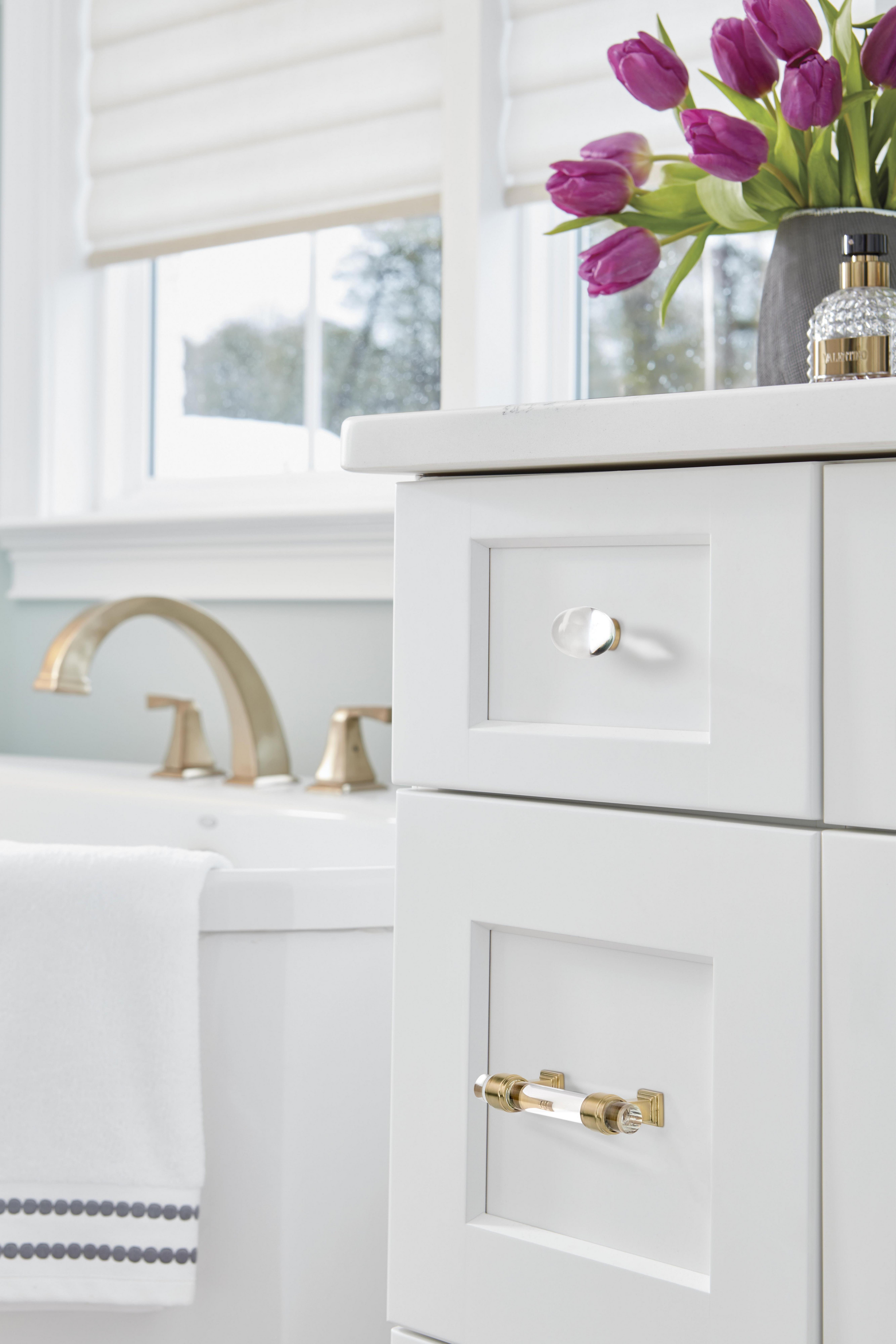 Glacio 3 in. Center-to-Center Clear and Champagne Bronze Cabinet Pull