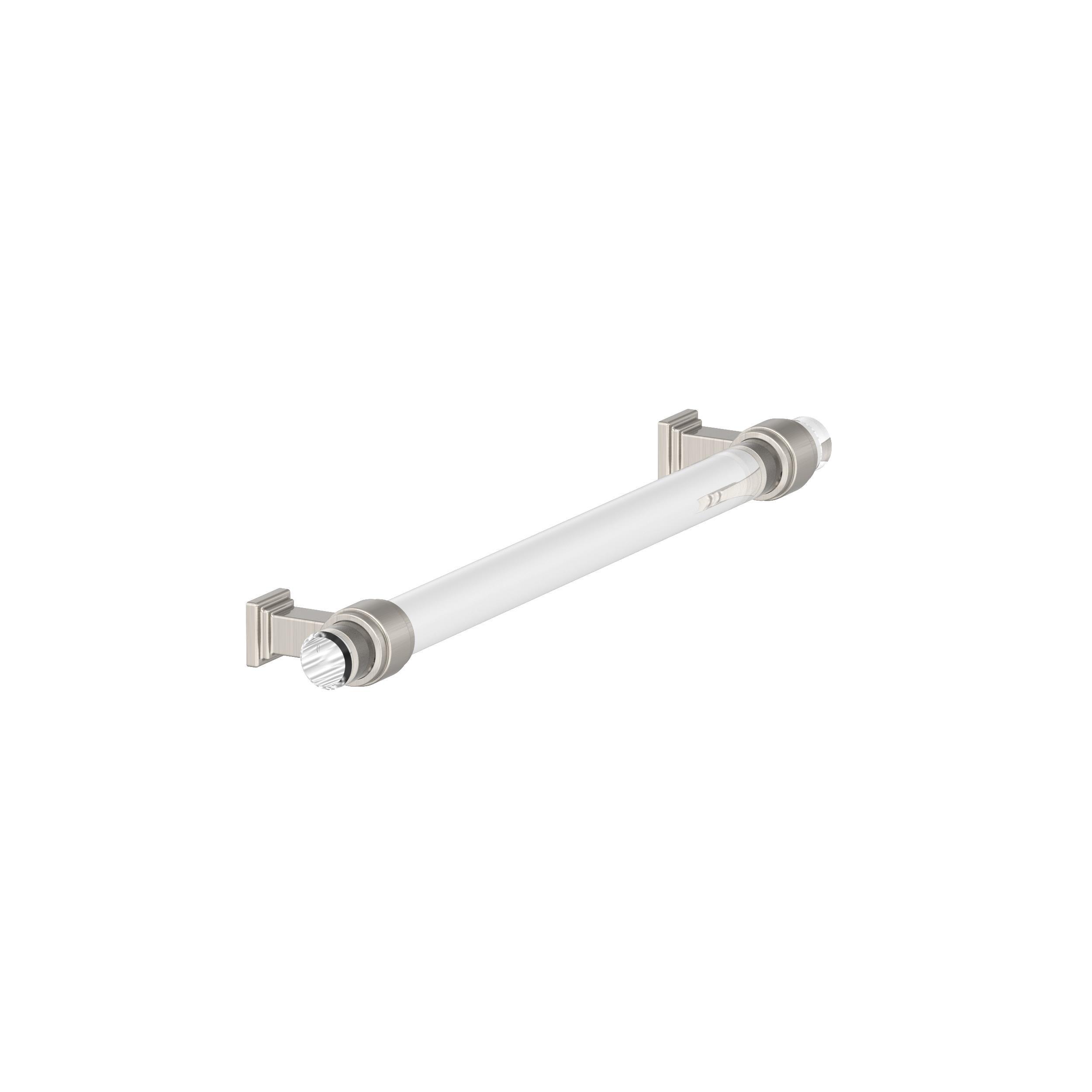 Glacio 8 in. Center-to-Center Clear and Satin Nickel Cabinet Pull