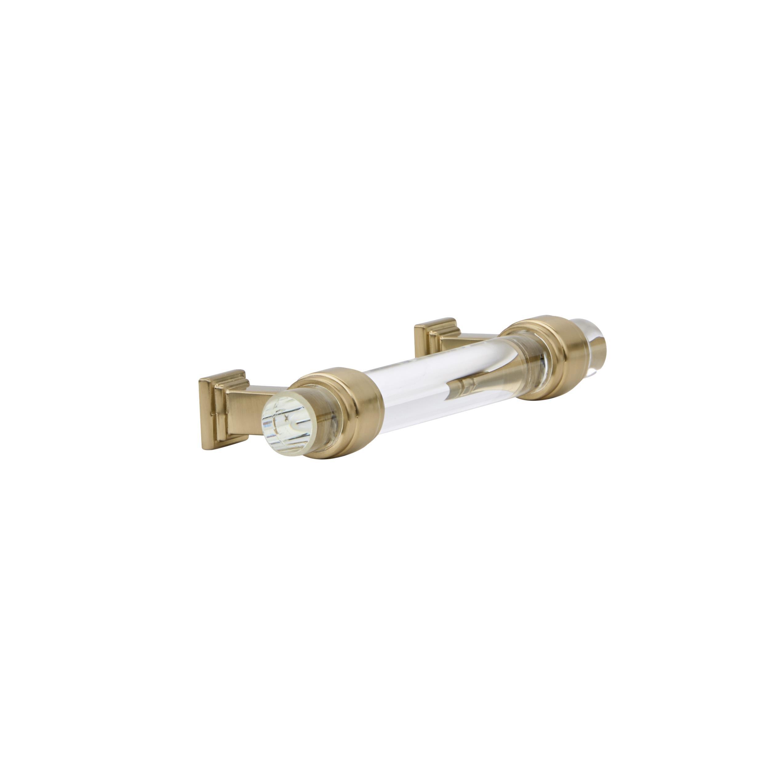 Glacio 3-3/4 in. Center-to-Center Clear and Champagne Bronze Cabinet Pull