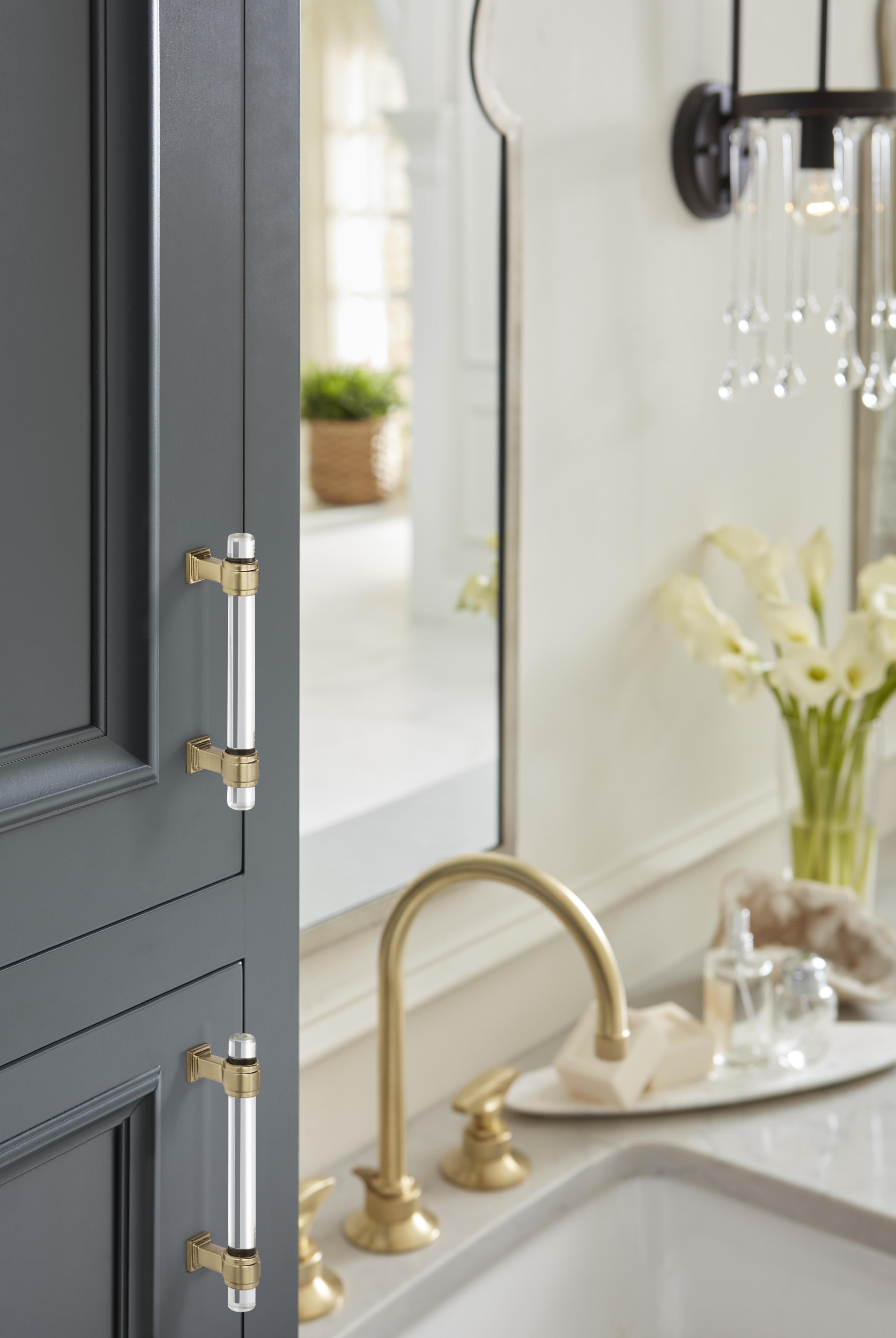 Glacio 3-3/4 in. Center-to-Center Clear and Champagne Bronze Cabinet Pull