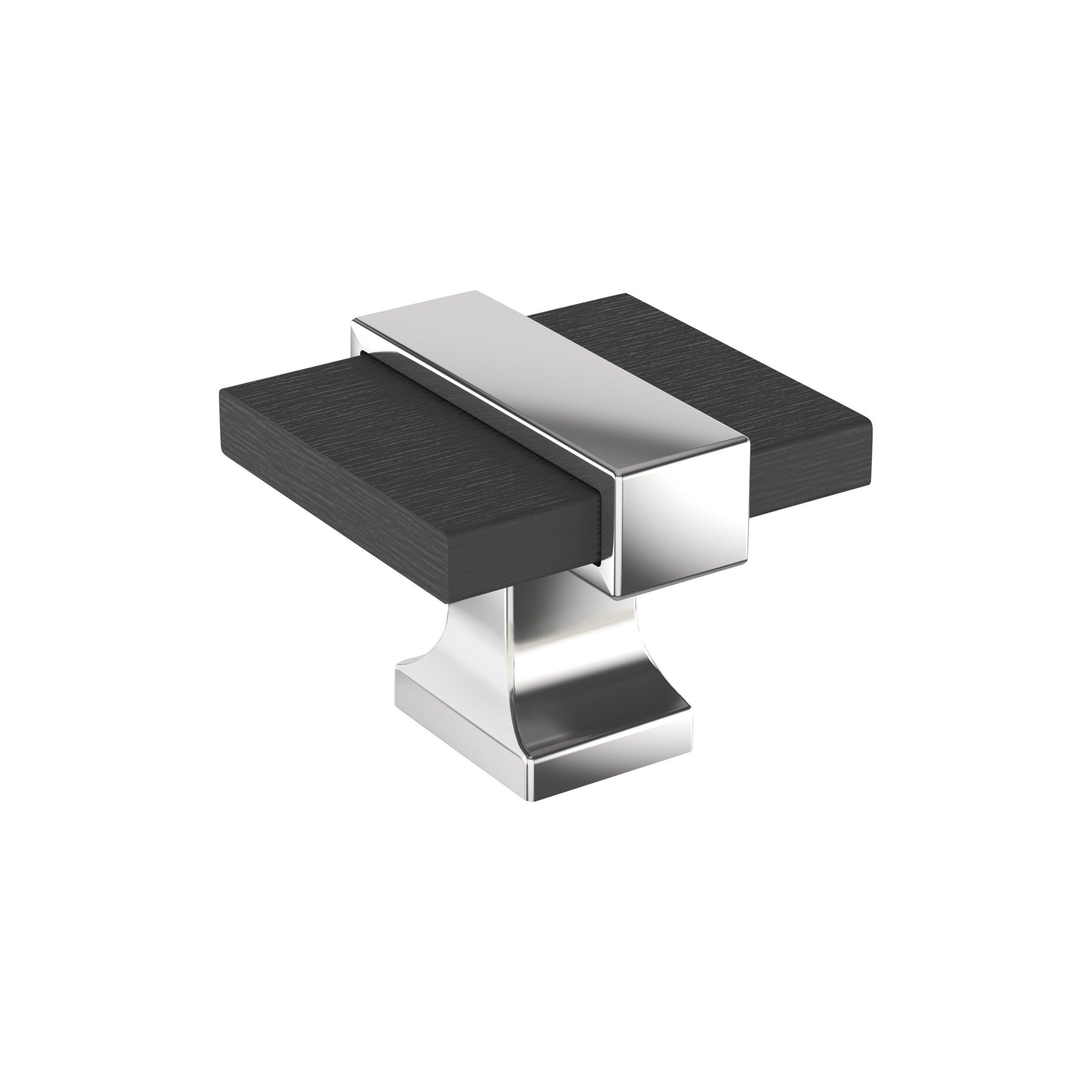 Overton 1-3/8 in. Brushed Matte Black and Polished Chrome Cabinet Knob