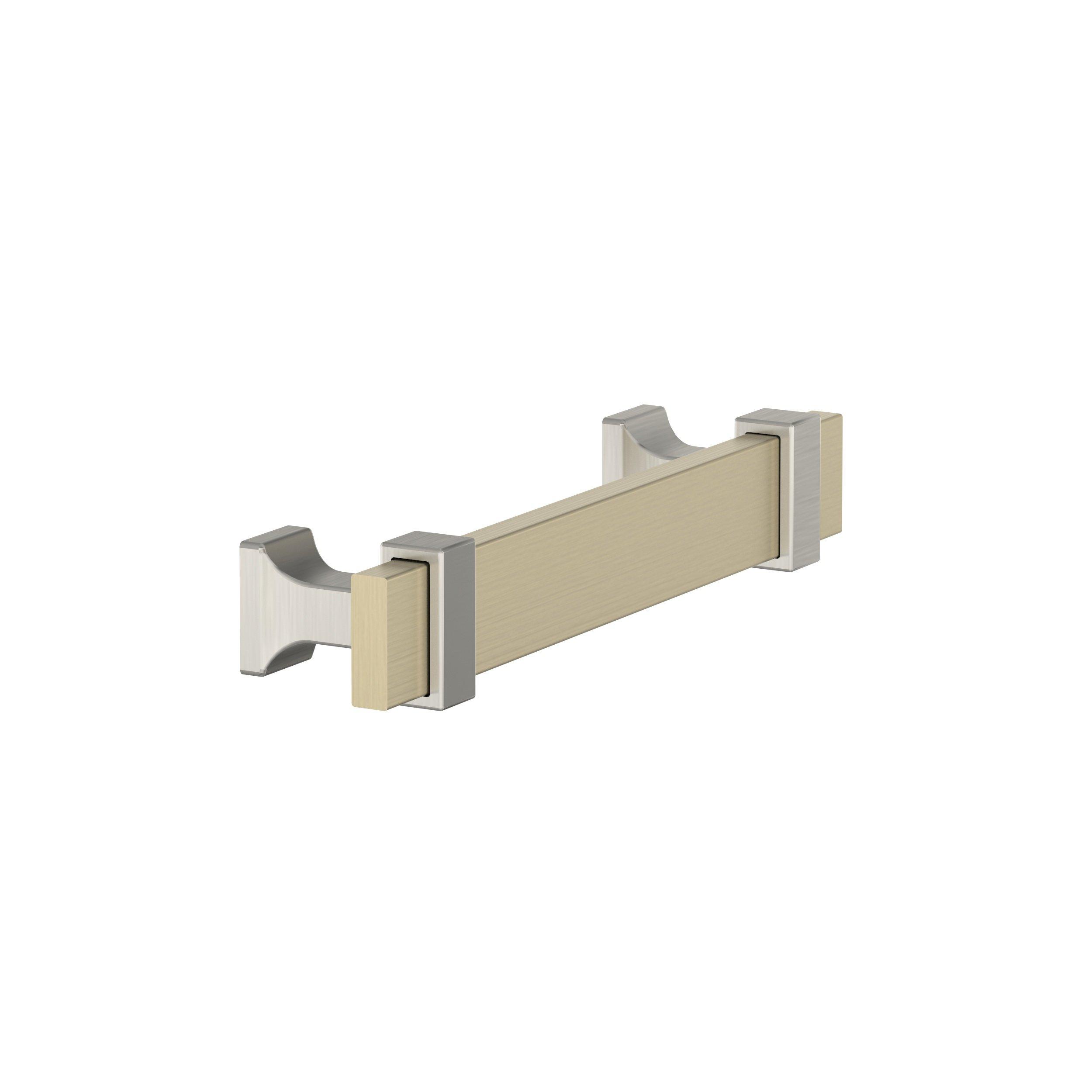 Overton 3-3/4 in. Center-to-Center Golden Champagne and Satin Nickel Cabinet Pull