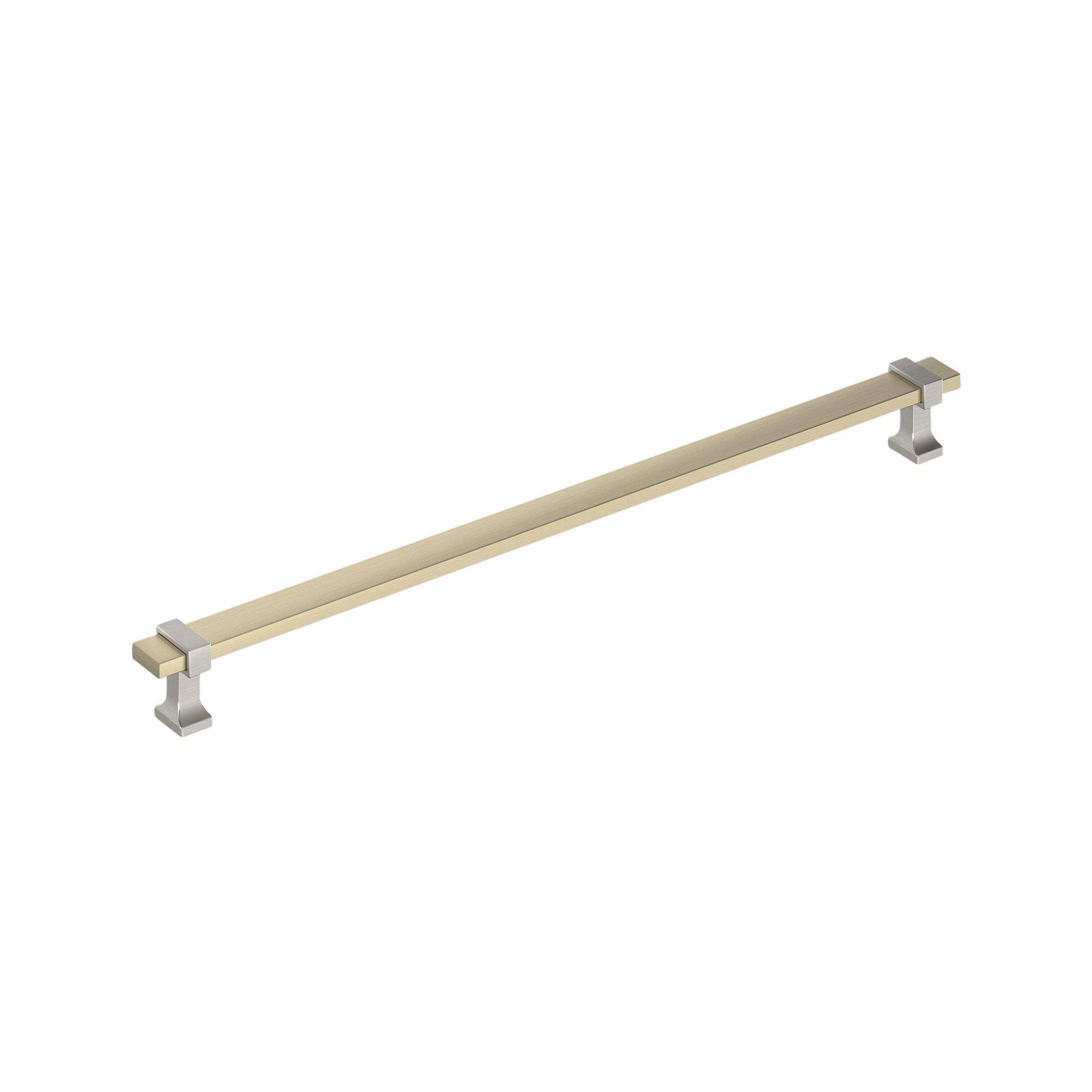 Overton 12-5/8 in. Center-to-Center Golden Champagne and Satin Nickel Cabinet Pull