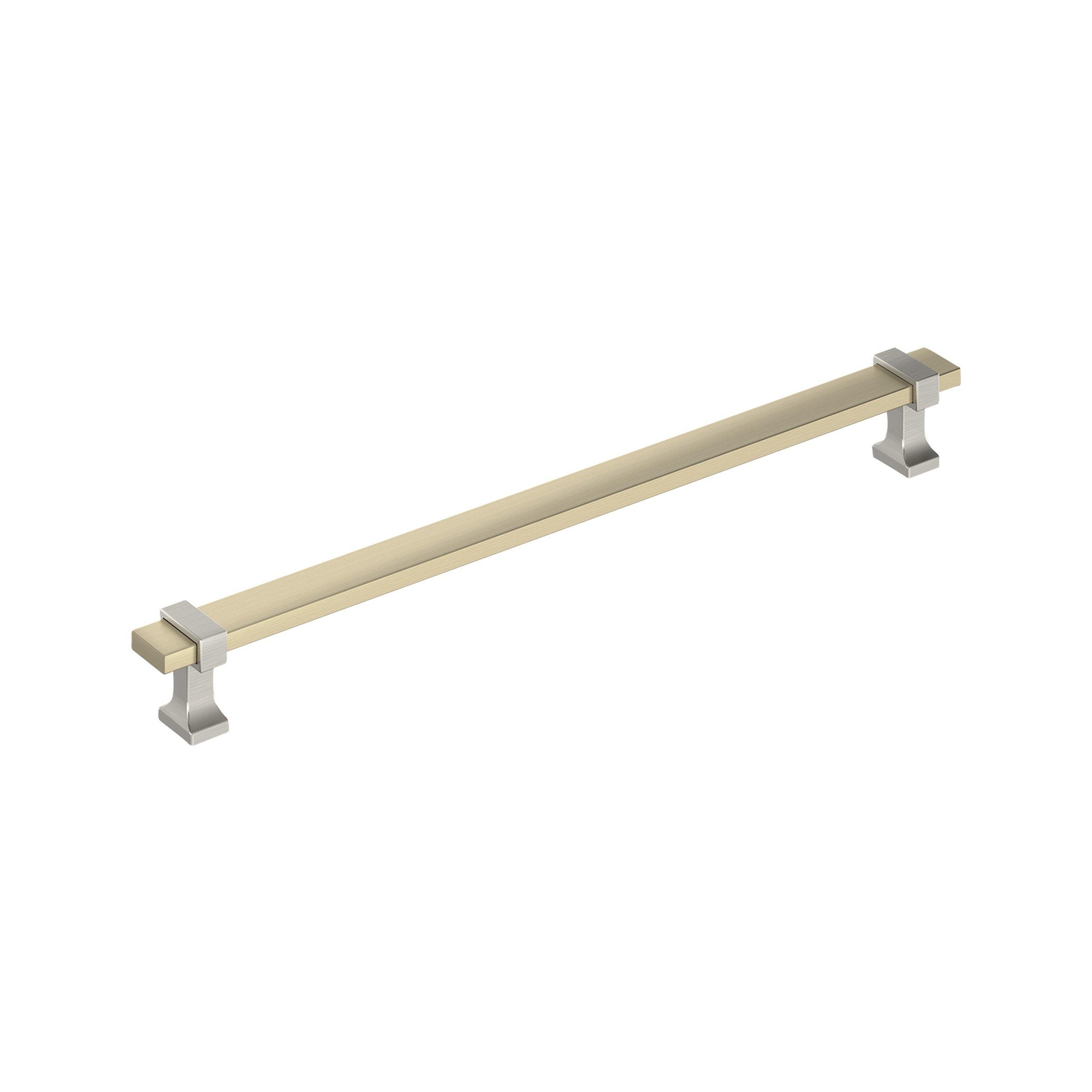 Overton 10-1/16 in. Center-to-Center Golden Champagne and Satin Nickel Cabinet Pull