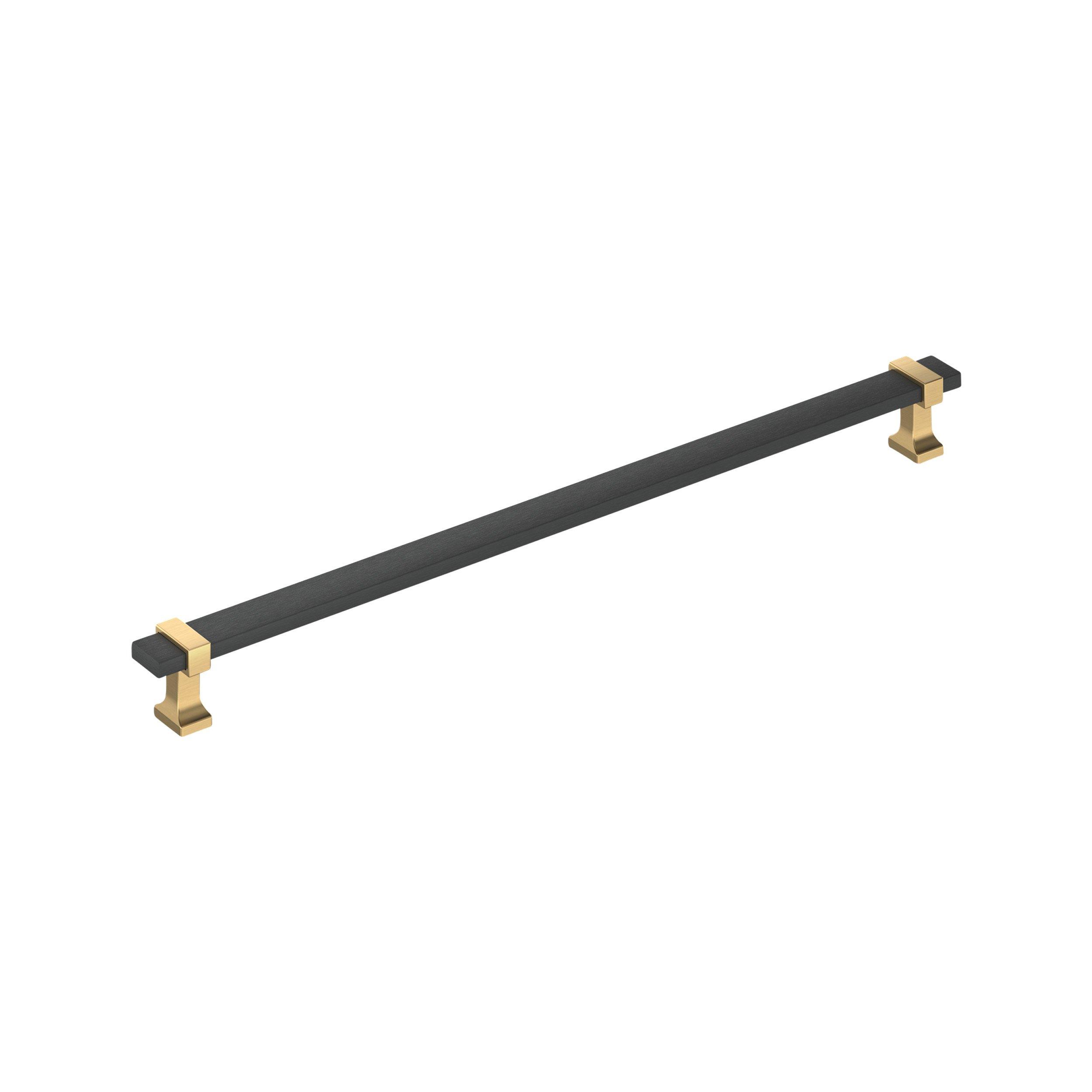 Overton 12-5/8 in. Center-to-Center Brushed Matte Black and Champagne Bronze Cabinet Pull