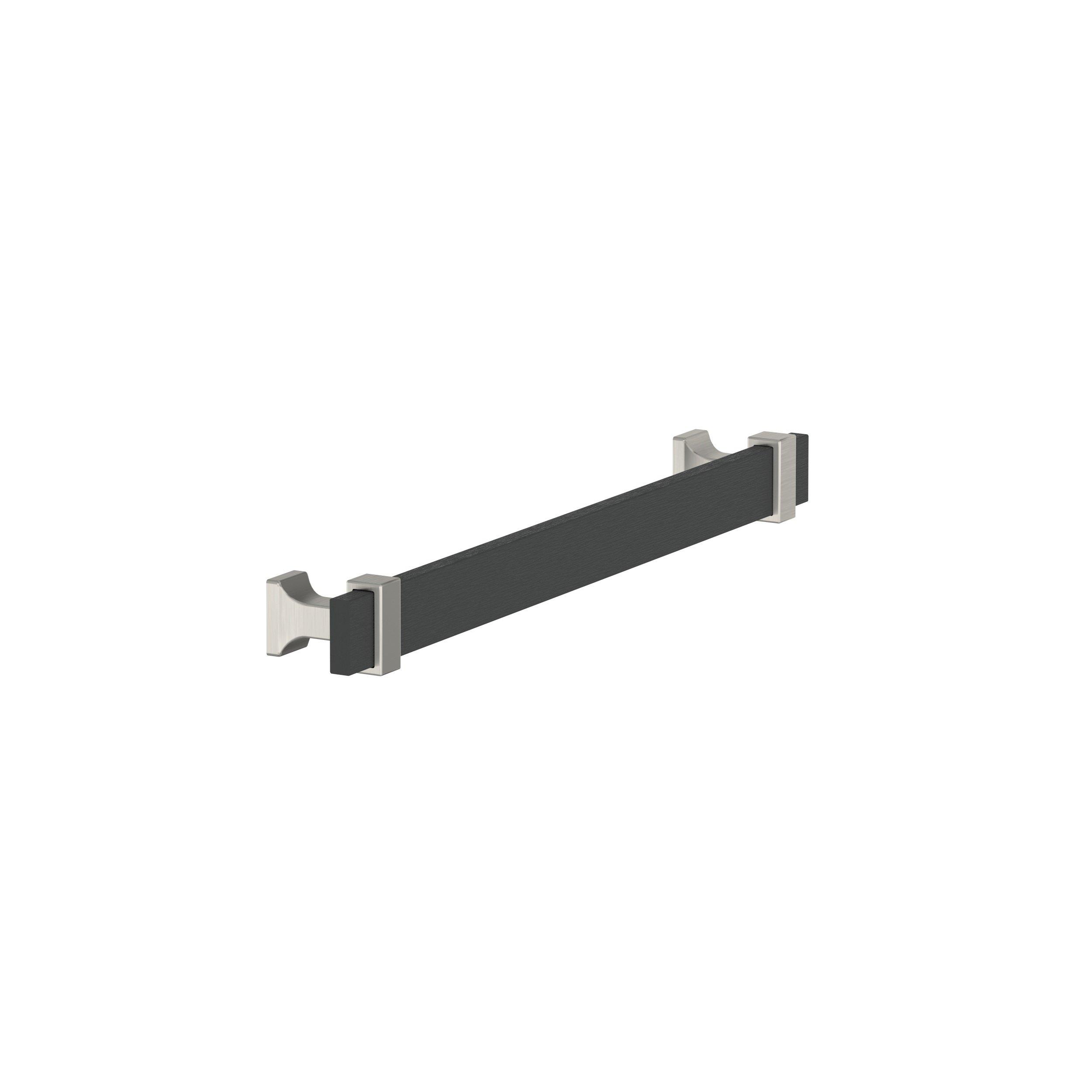 Overton 7-9/16 in. Center-to-Center Brushed Matte Black and Satin Nickel Cabinet Pull