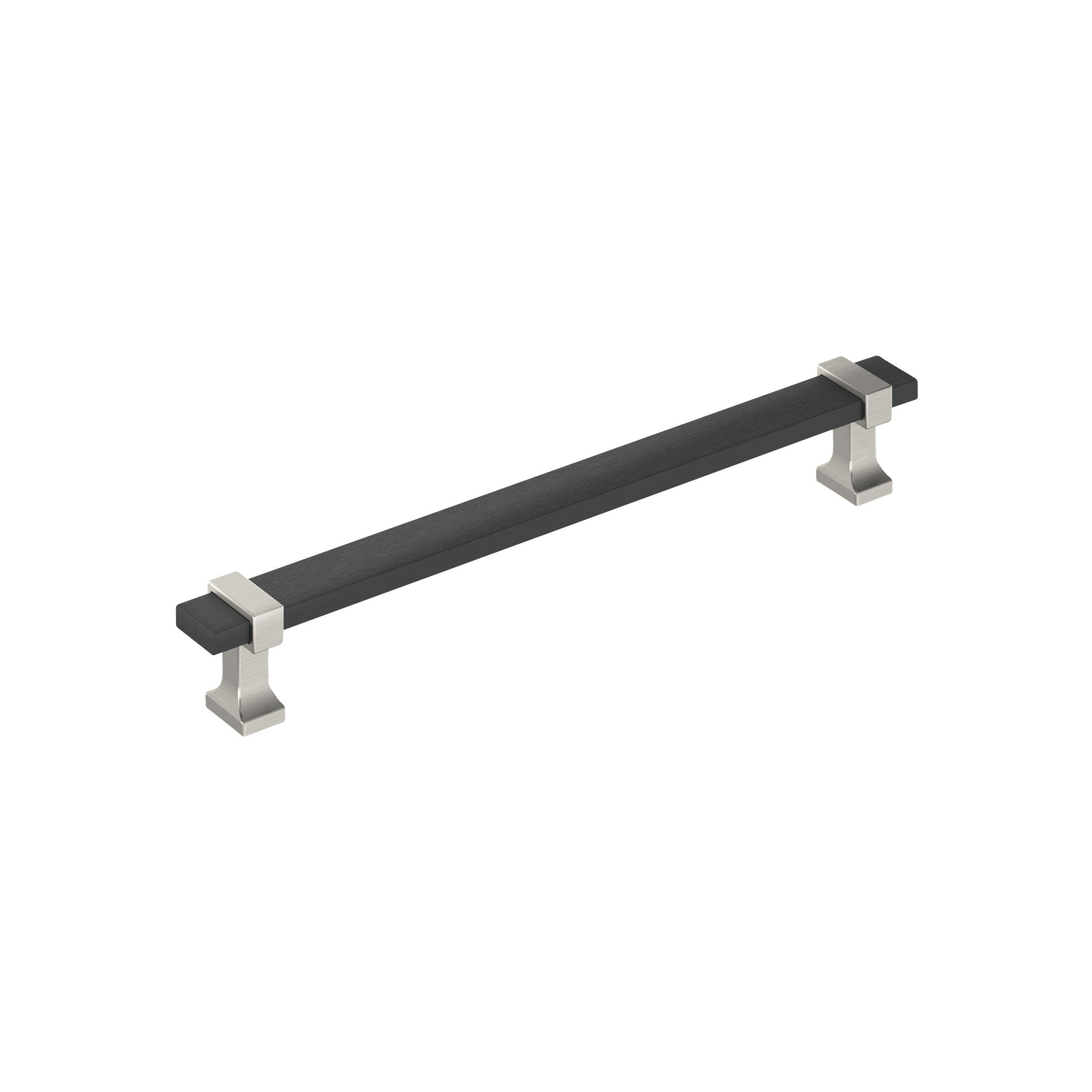 Overton 7-9/16 in. Center-to-Center Brushed Matte Black and Satin Nickel Cabinet Pull