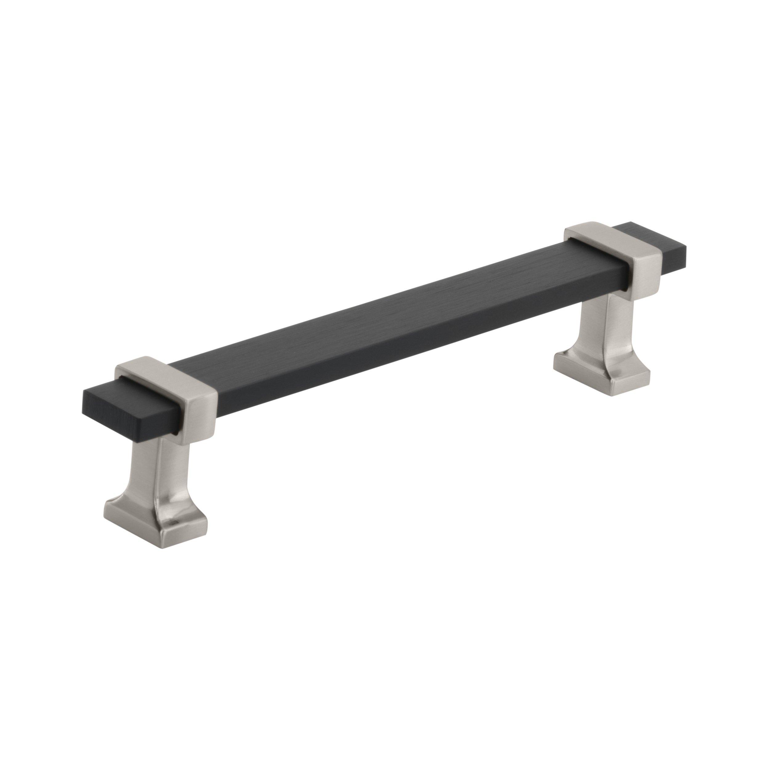 Overton 5-1/16 in. Center-to-Center Brushed Matte Black and Satin Nickel Cabinet Pull