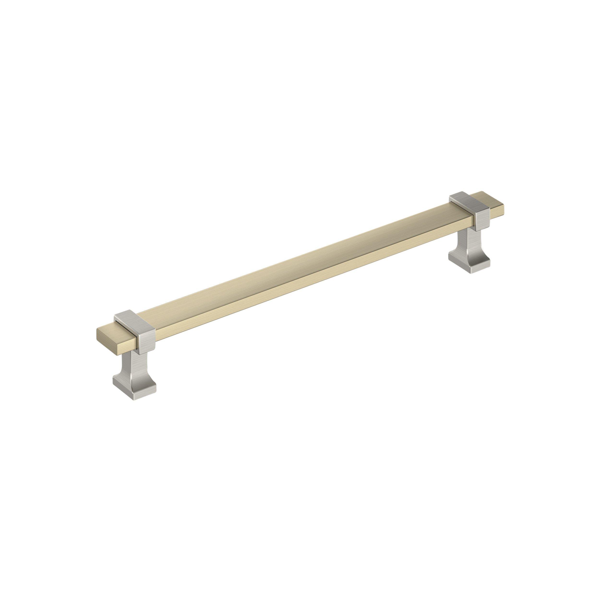 Overton 7-9/16 in. Center-to-Center Golden Champagne and Satin Nickel Cabinet Pull