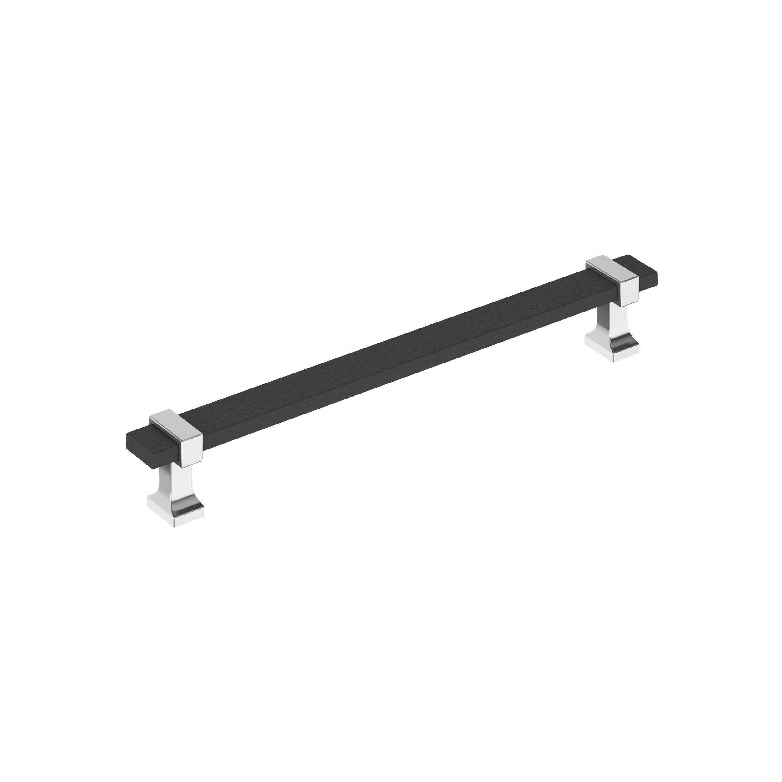 Overton 7-9/16 in. Center-to-Center Brushed Matte Black and Polished Chrome Cabinet Pull