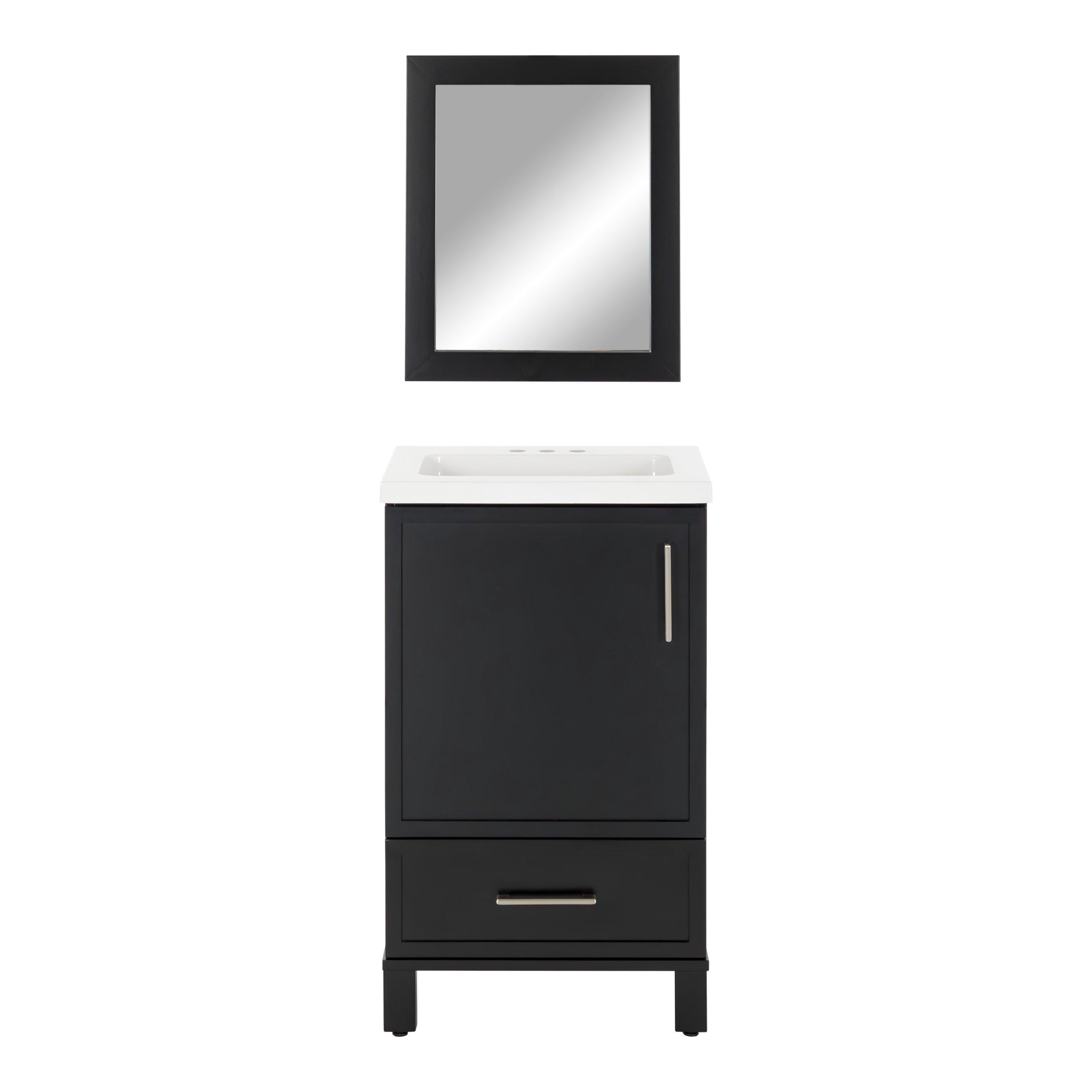 Hayes 21 in. Black Vanity with Cultured Marble Top Includes Mirror