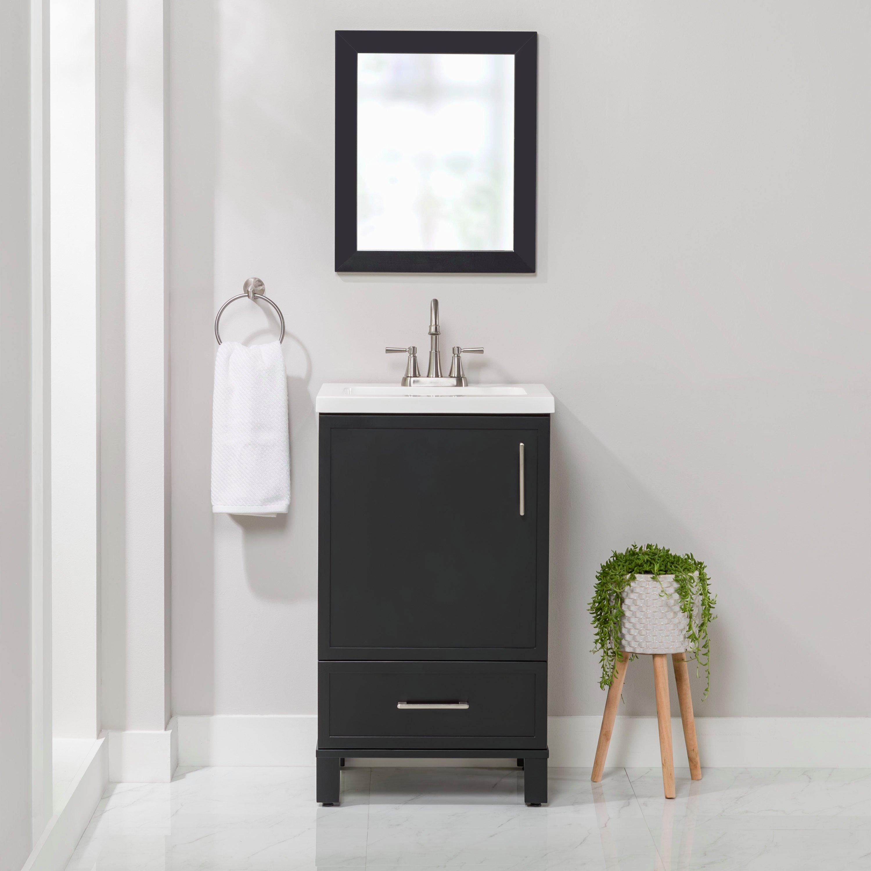 Hayes 21 in. Black Vanity with Cultured Marble Top Includes Mirror