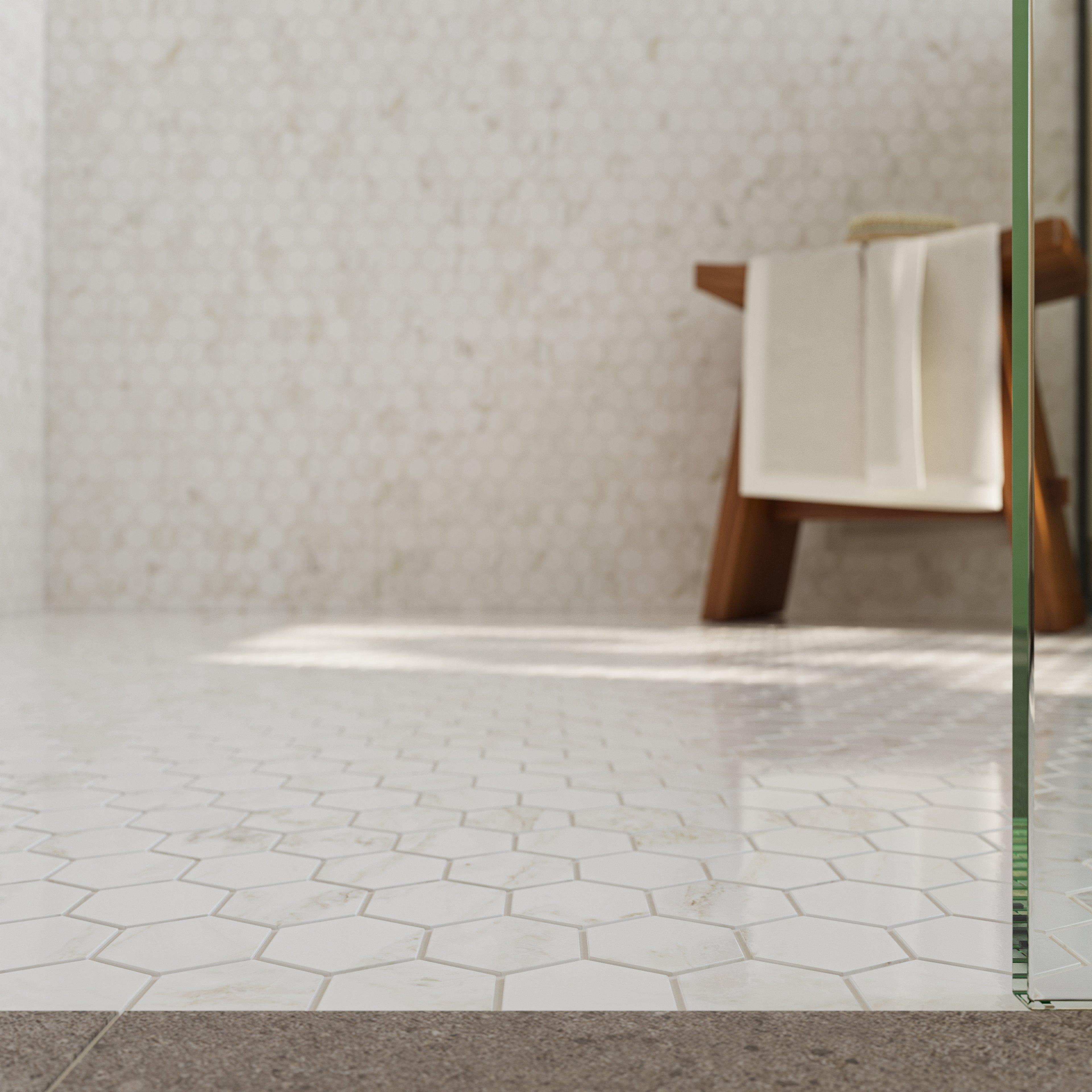 Bianco Orion Hexagon Polished Marble Mosaic