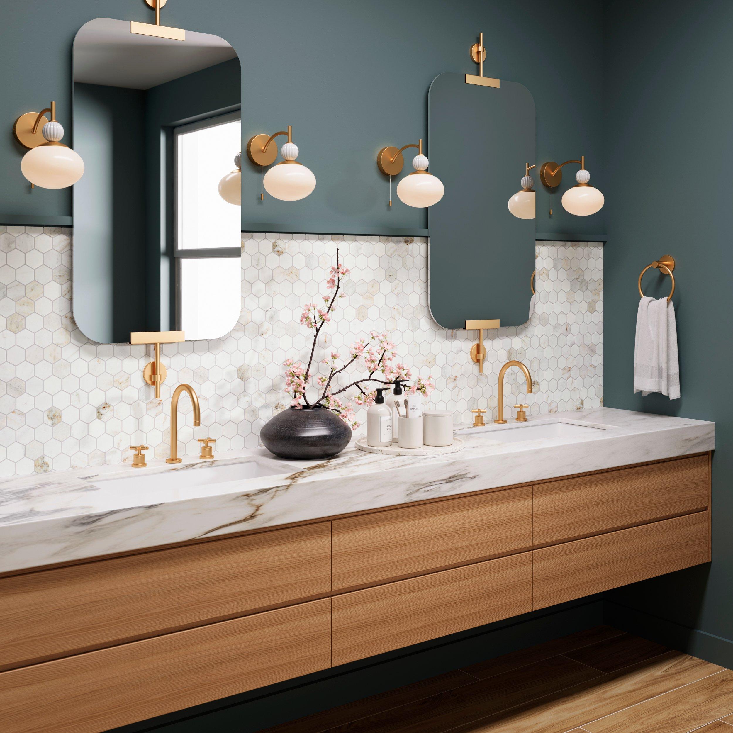 Bianco Orion Hexagon Polished Marble Mosaic