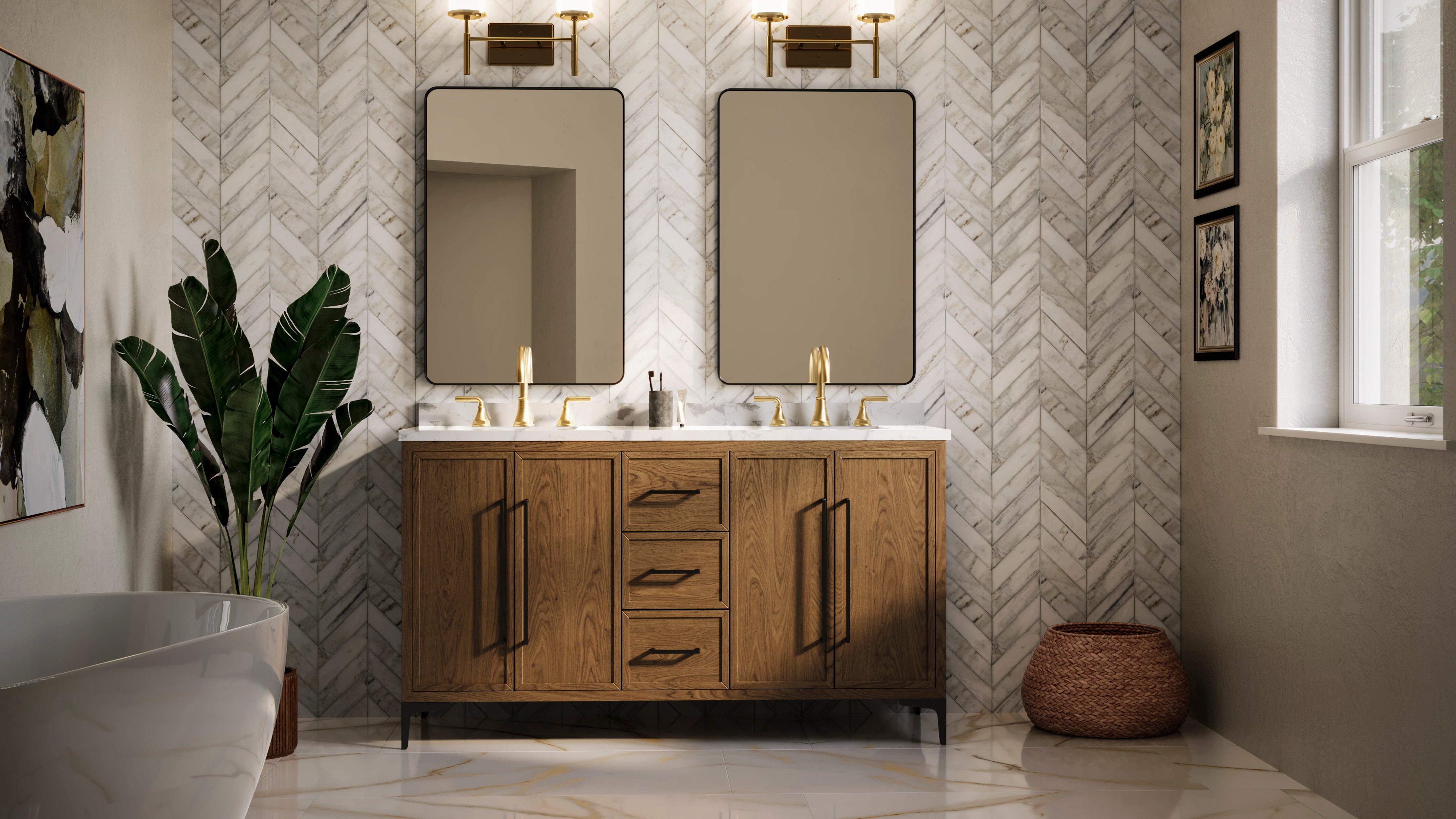 Bianco Orion Chevron Polished Marble Mosaic