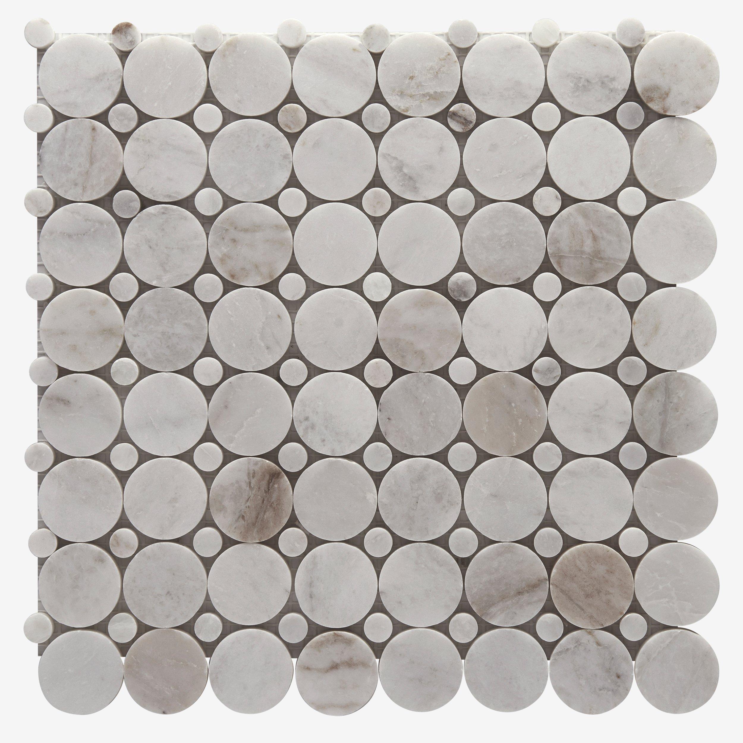 Bianco Orion Circle Polished Marble Mosaic