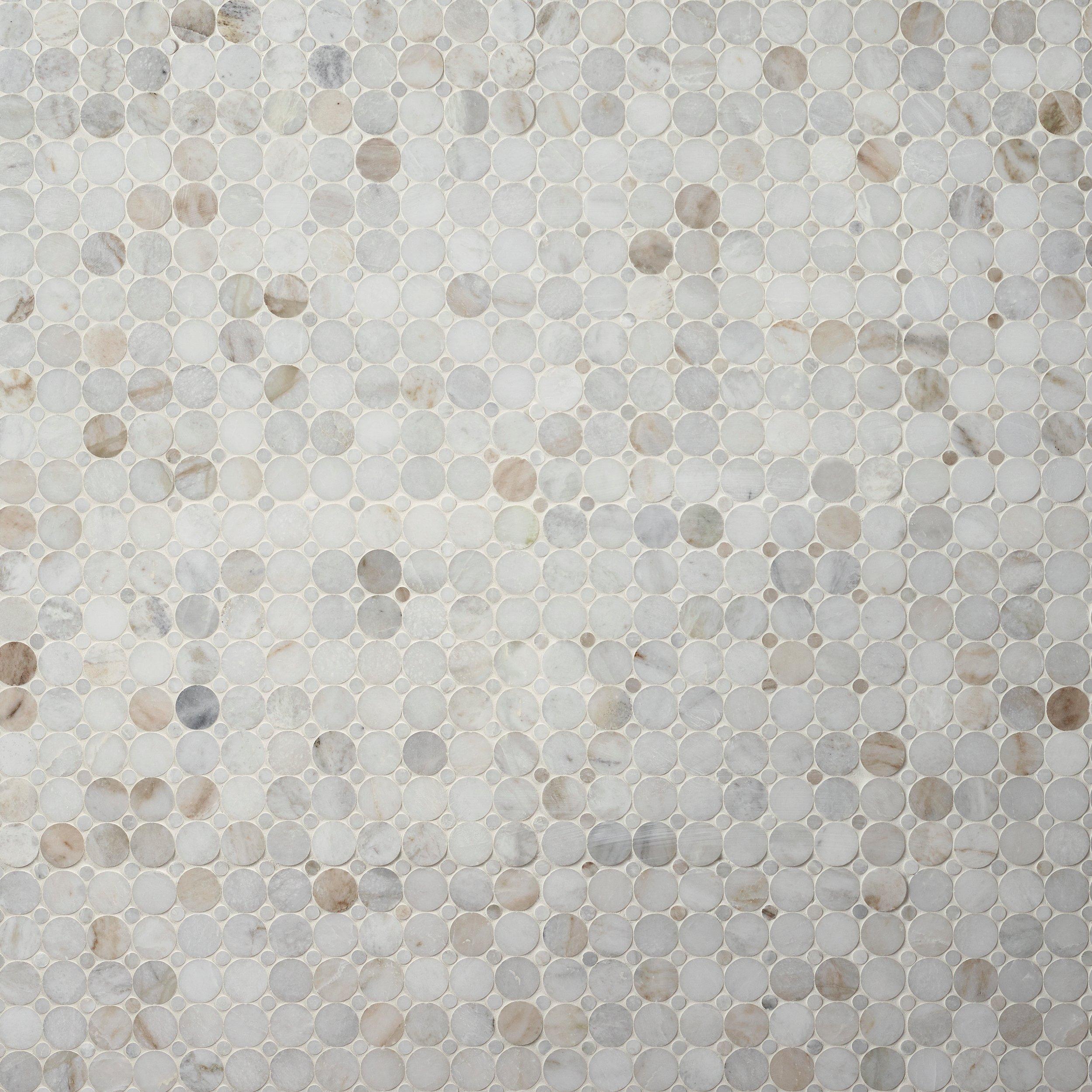 Bianco Orion Circle Polished Marble Mosaic