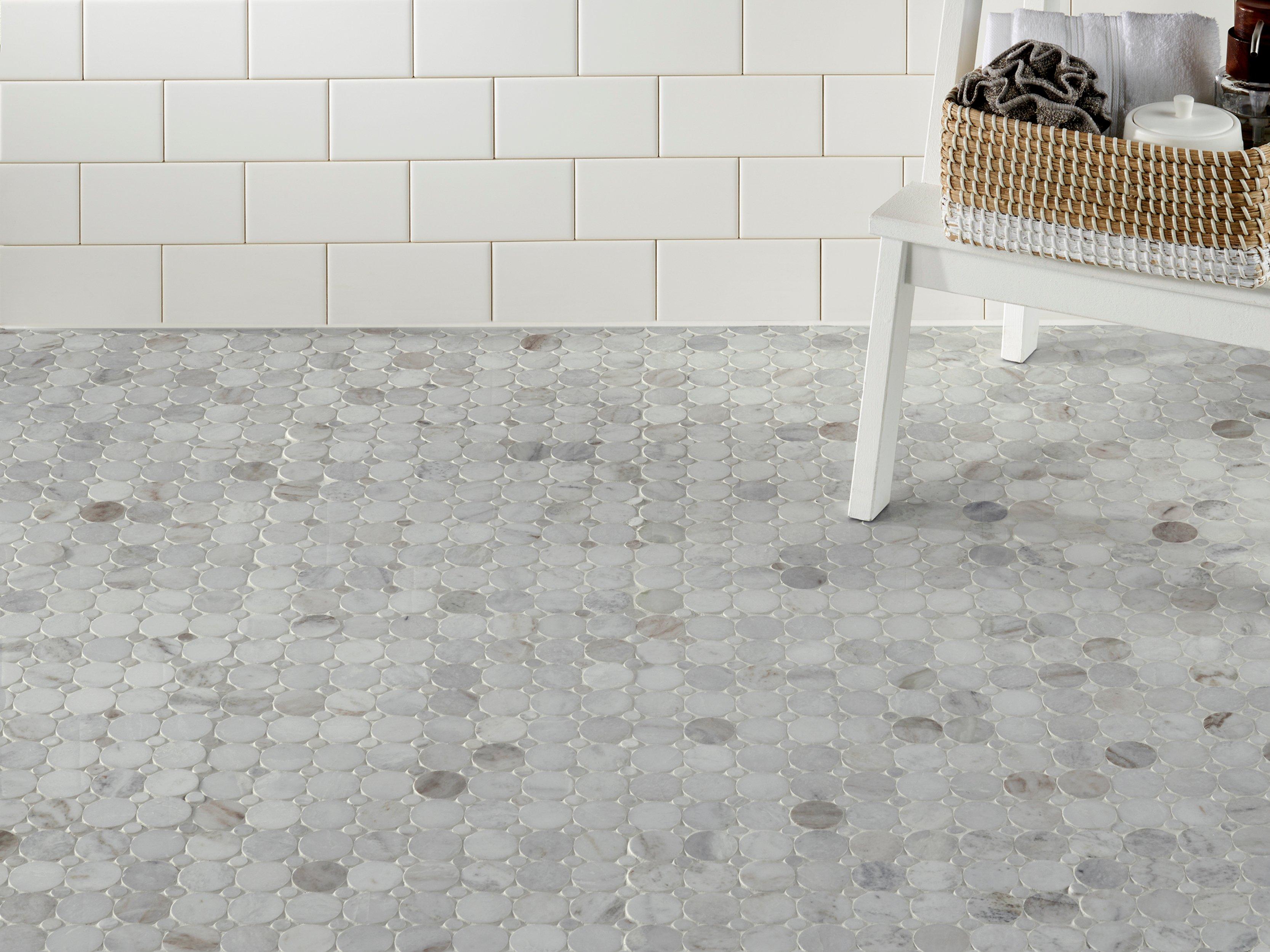 Bianco Orion Circle Polished Marble Mosaic