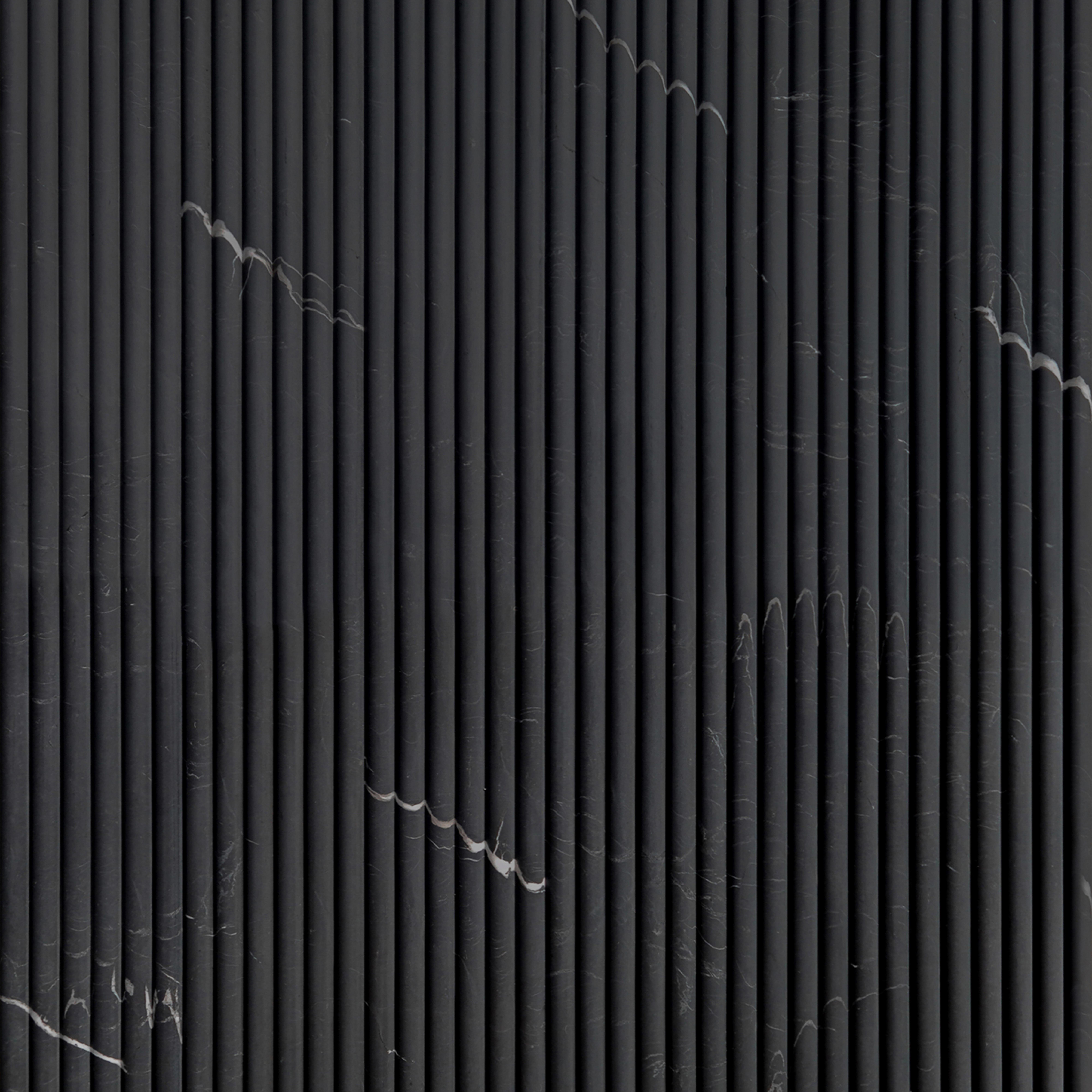 Black Fluted Honed Marble Tile