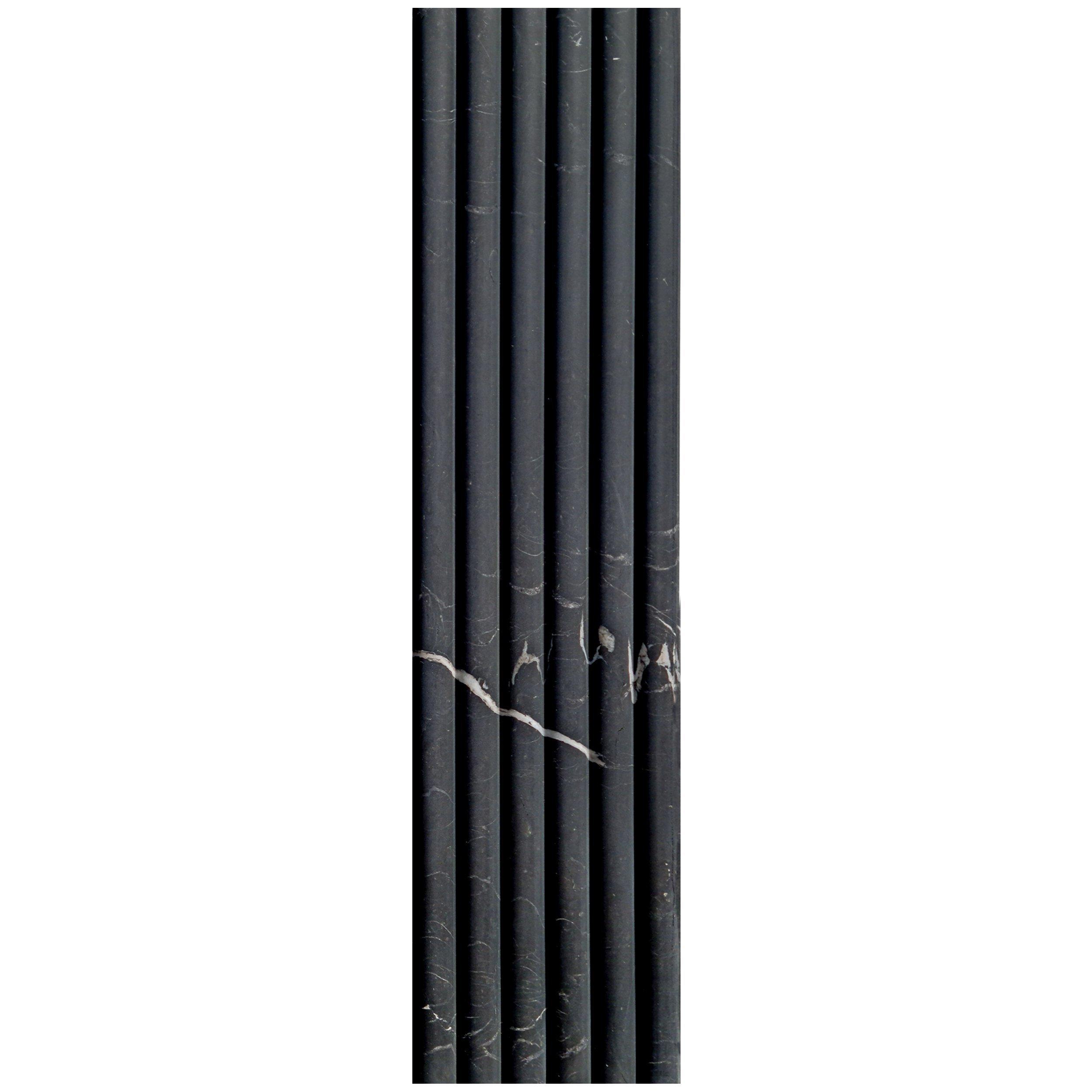 Fluted Black Dimensional Marble Tile