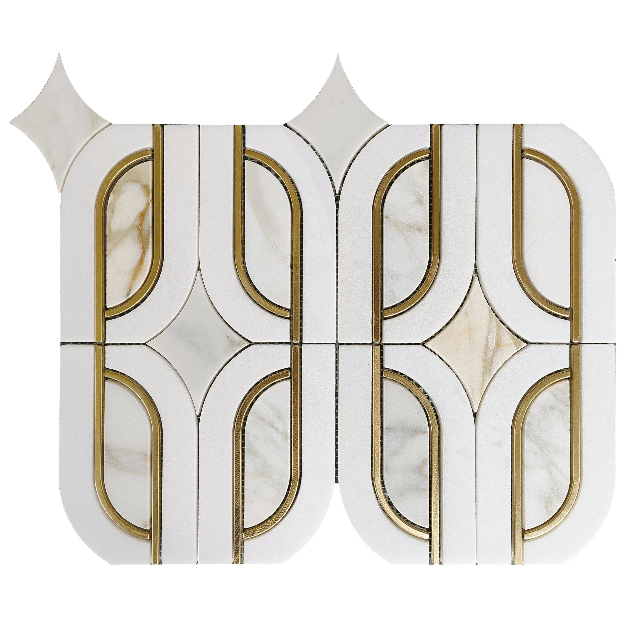 Regency Calacatta Brass Waterjet Marble Mosaic