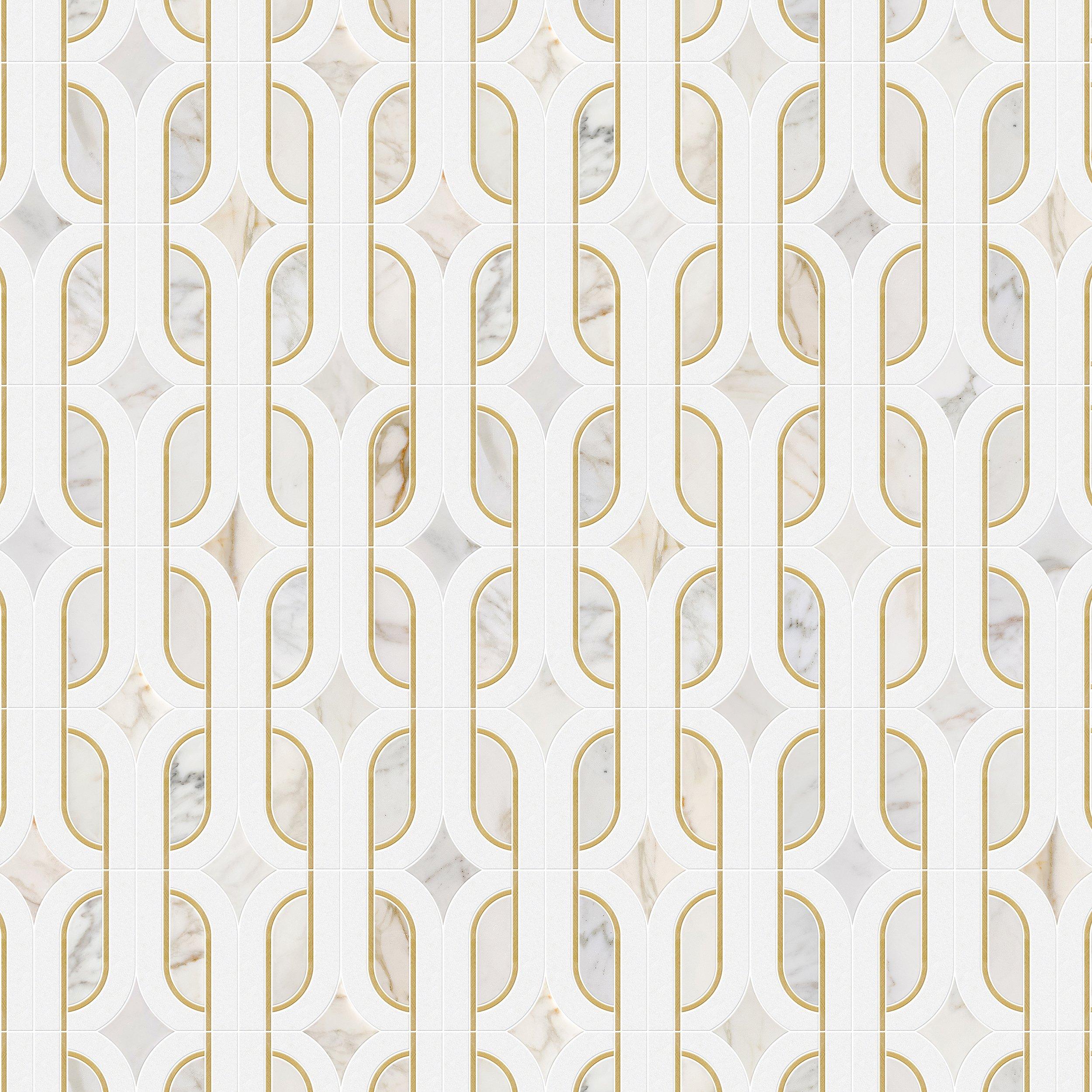 Regency Calacatta Brass Waterjet Marble Mosaic