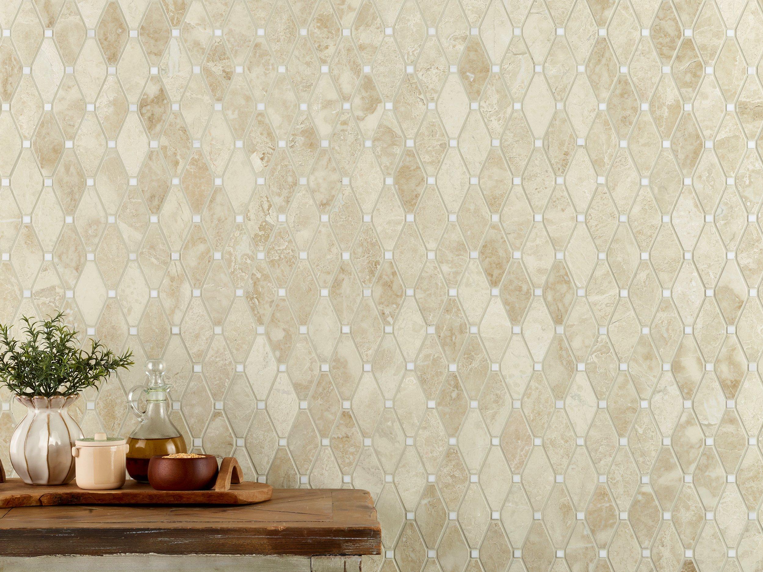 Crema Royal Diamond Dolomite Marble Mosaic