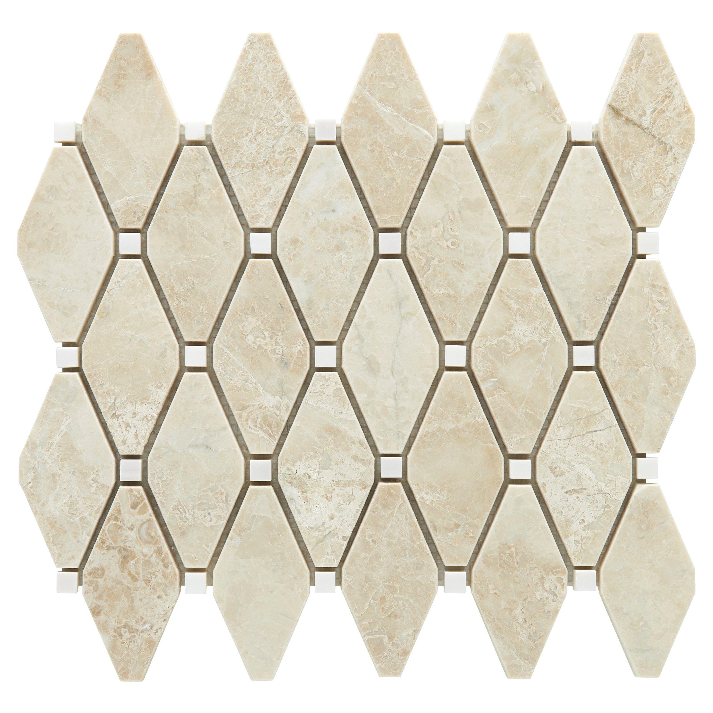Crema Royal Dolomite Clip Diamond Polished Marble Mosaic