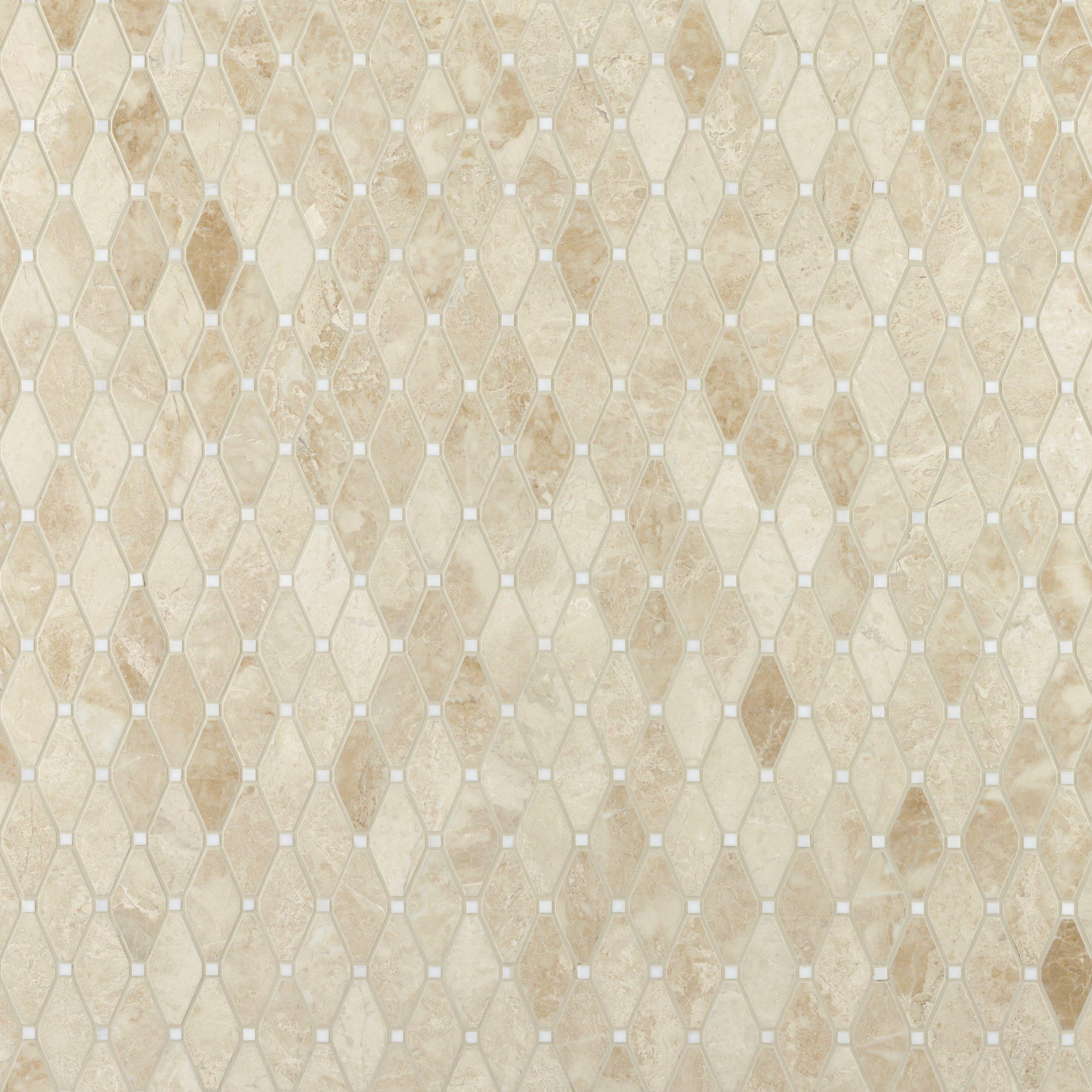 Crema Royal Dolomite Clip Diamond Polished Marble Mosaic
