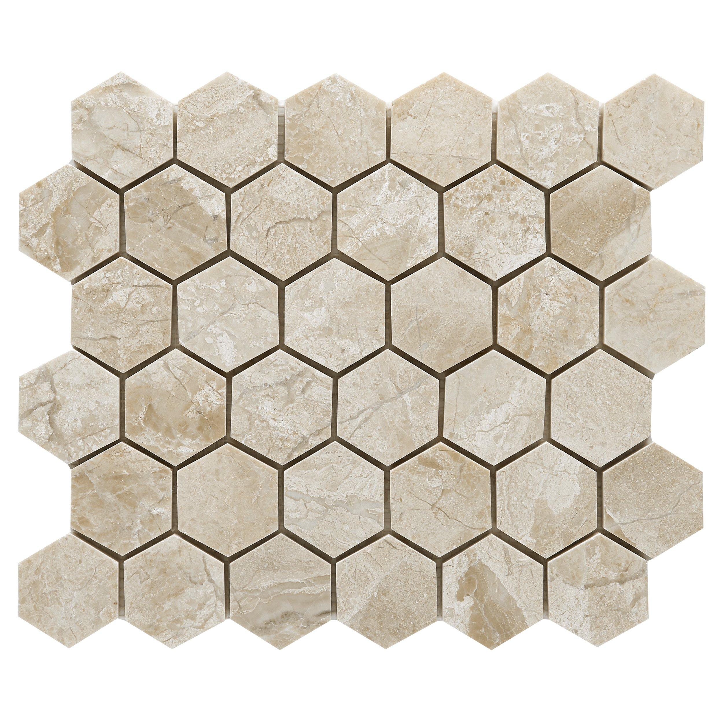 Crema Royal Hexagon Polished Marble Mosaic