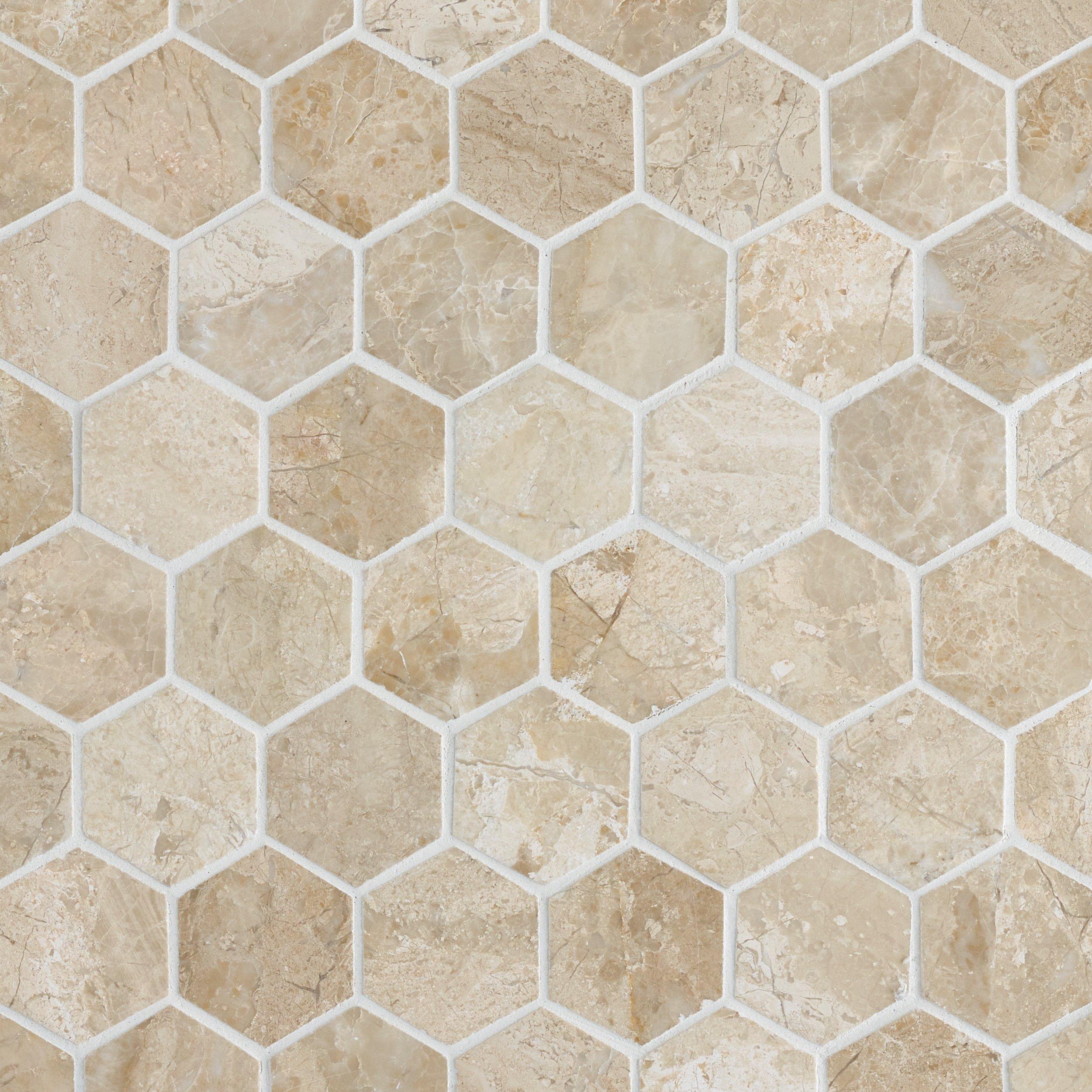 Crema Royal Hexagon Polished Marble Mosaic