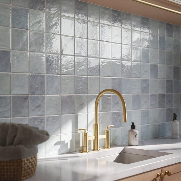 Textured ceramic backsplash