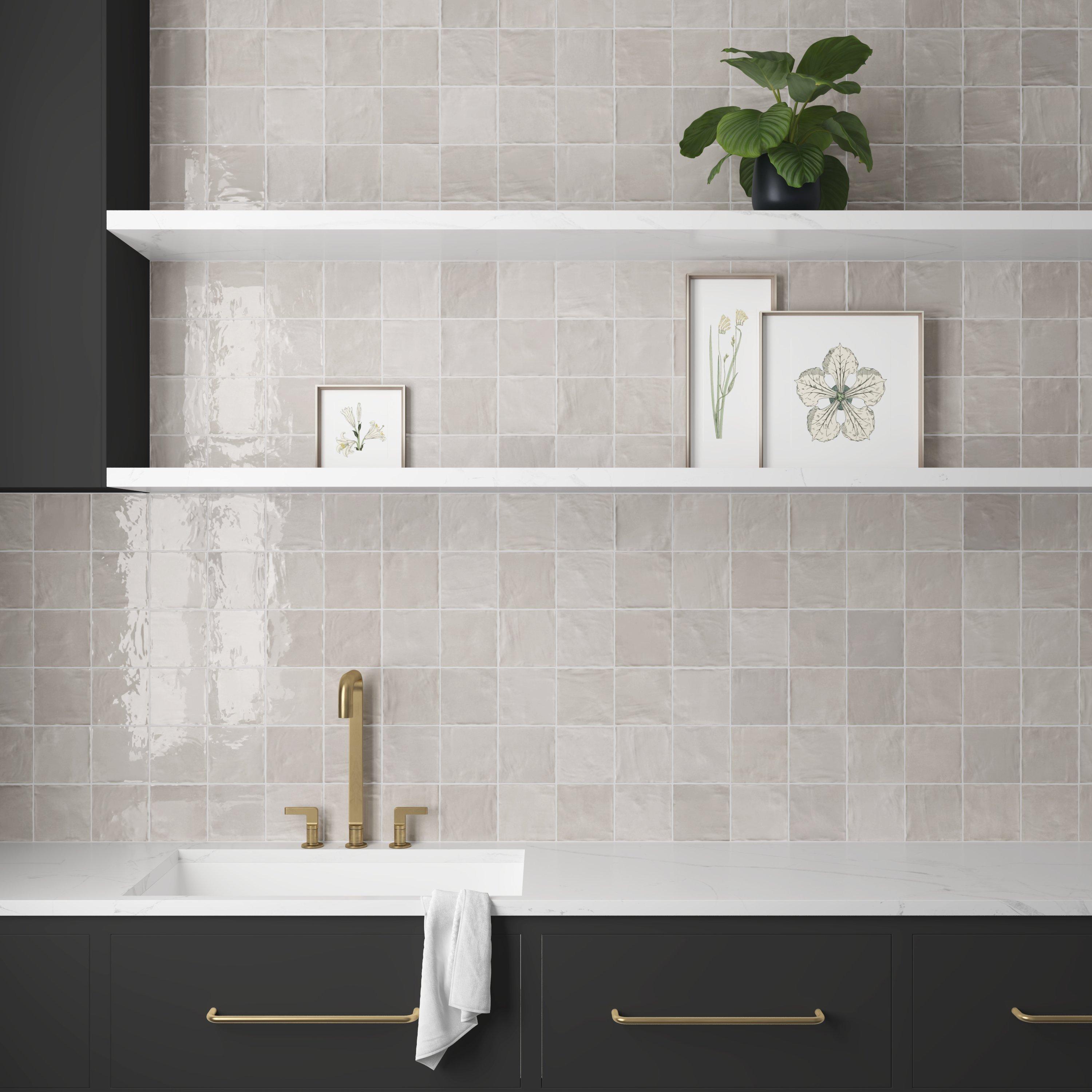 Zellige Light Ash Ceramic Tile